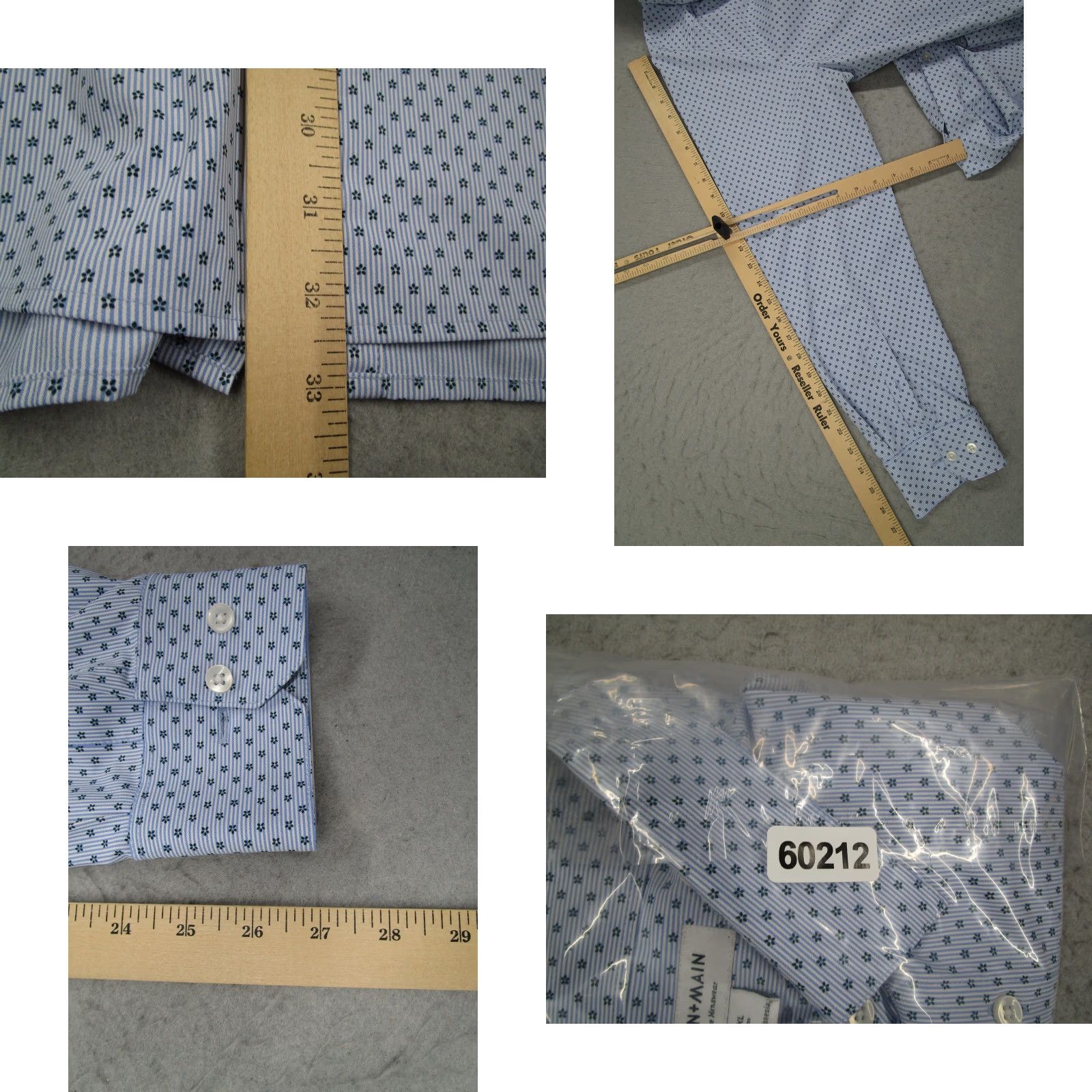 Mizzen+Main Mizzen+Main Shirt Mens 2XL Blue Striped Print Dress Shirt Slim Fit Performance Stretch Button Front Casual/Semi-Formal Menswear Size 48R - 8 Thumbnail