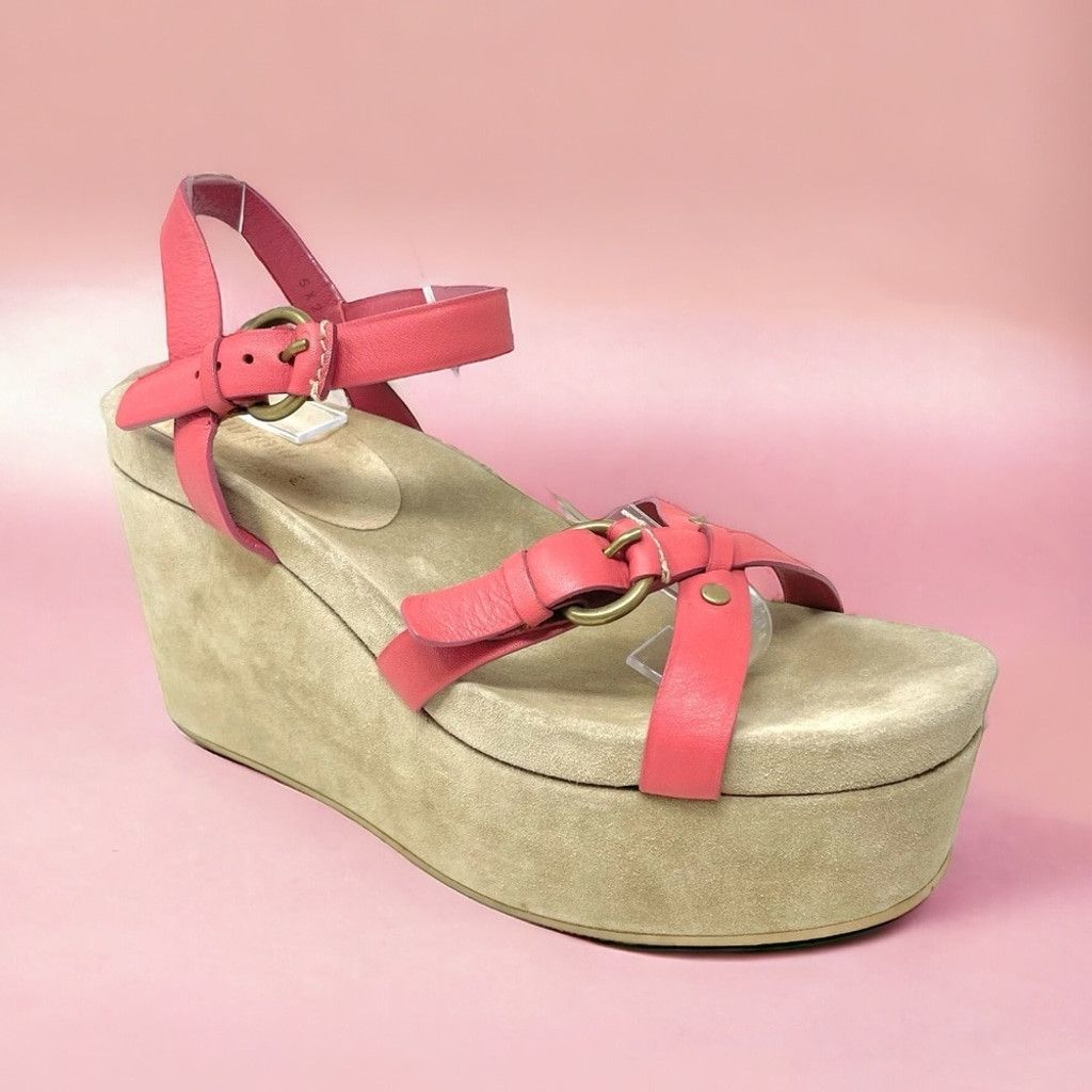 Miu Miu New Miu Miu Pink Leather Flatform Sandals Size 40 Size US 10 / IT 40 - 1 Thumbnail