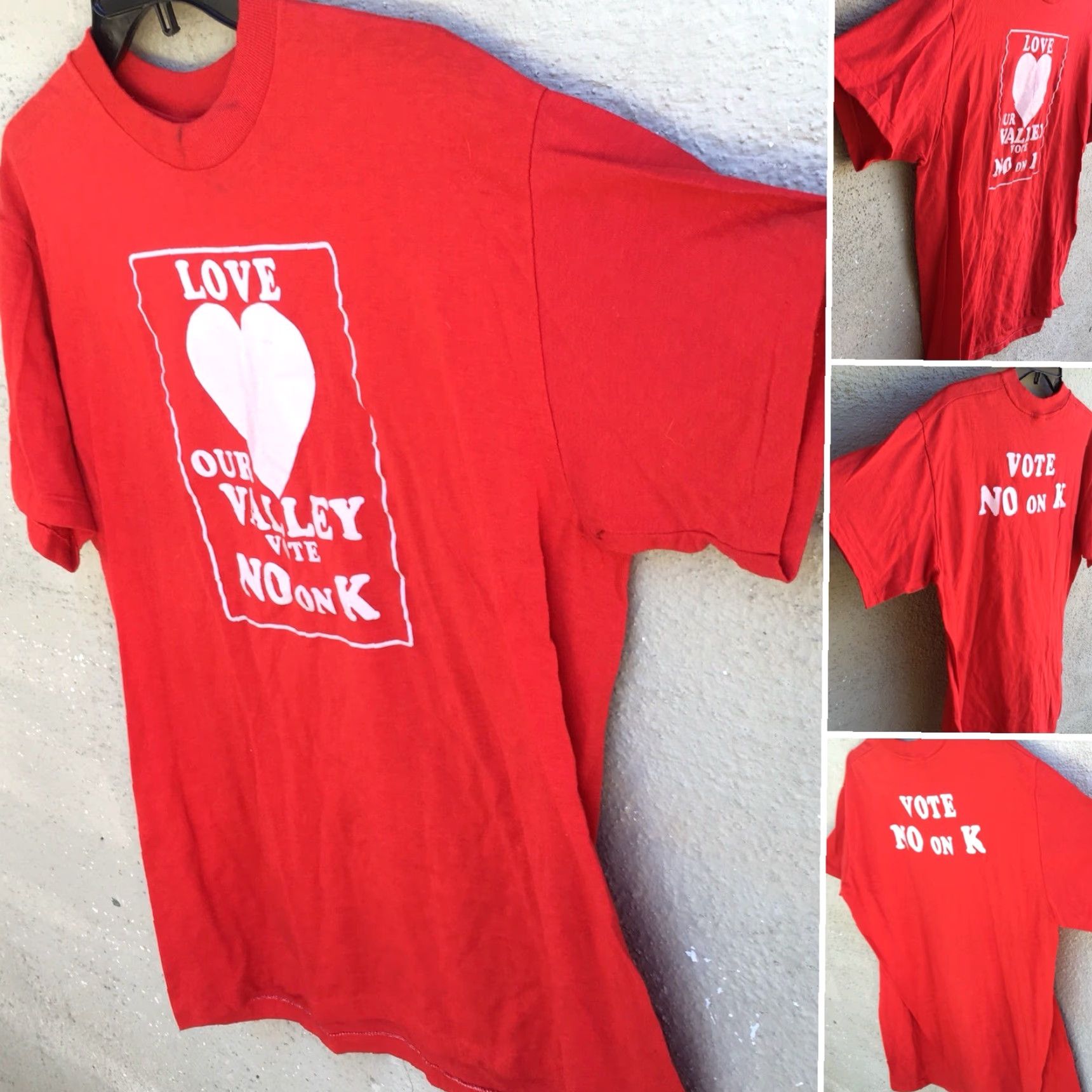 Vintage VINTAGE Love Our Valley Vote No On K T-Shirt Sport-T By Stedman Made In USA XL Men Red Graphic Tee USA XL Men Red Size US XL / EU 56 / 4 - 2 Thumbnail