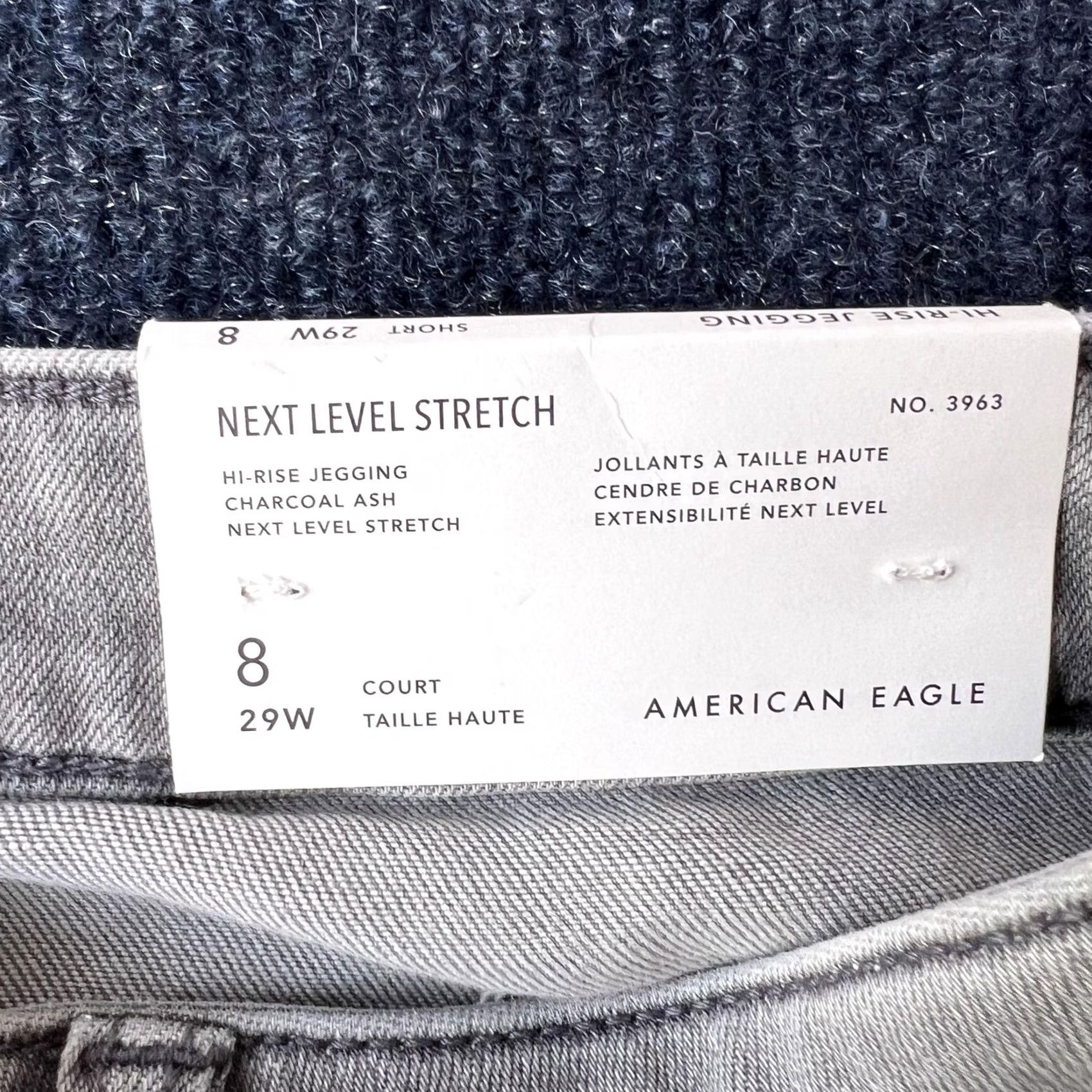 Vintage American Eagle Jeans Womens 8 29W Short Charcoal Hi-Rise Jegging Distressed 3963 Size 30" / US 8 / IT 44 - 3 Thumbnail