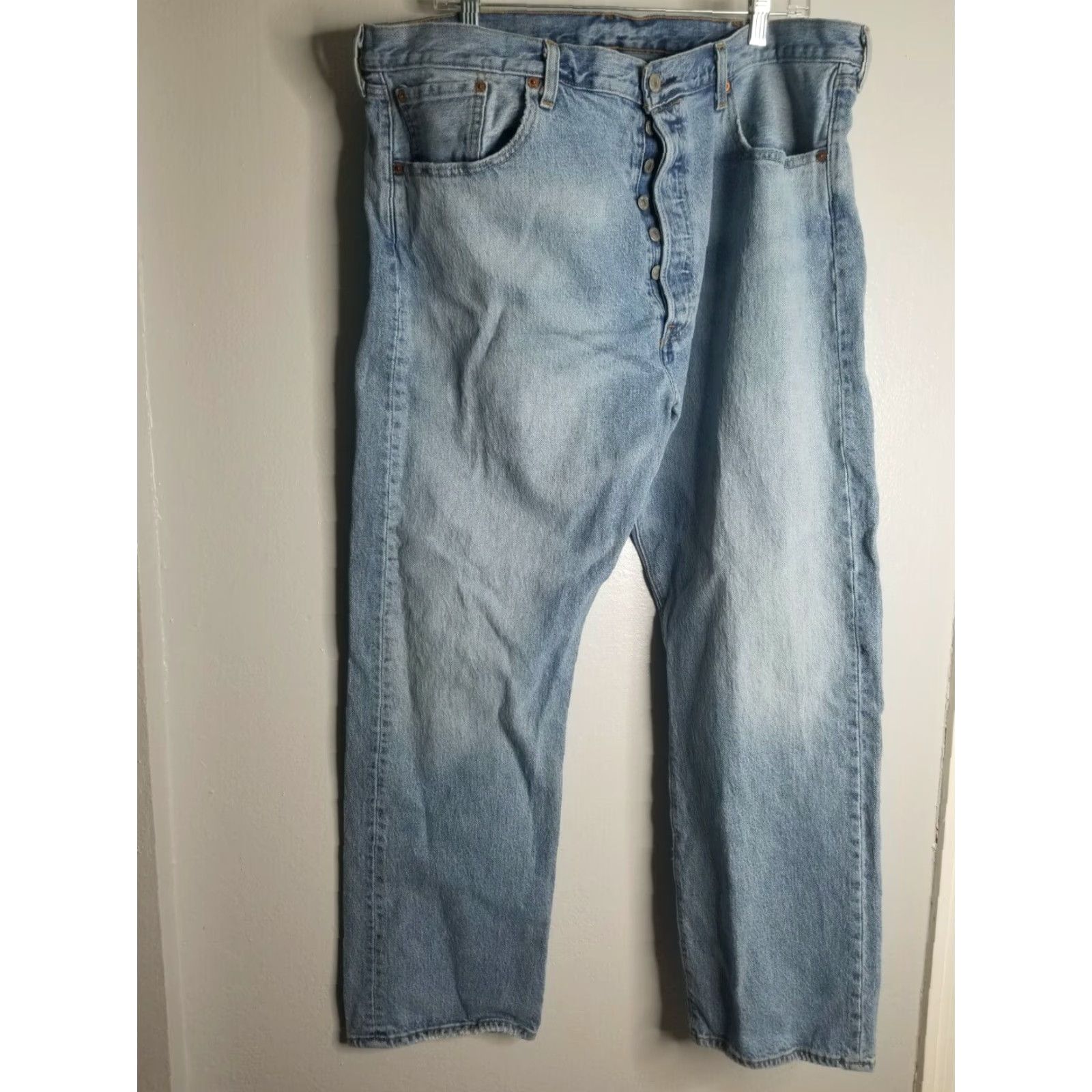Levi's Levi's 501 Classic Straight Jeans Blue Medium Wash Denim Mens 40x30 Size US 40 / EU 56 - 3 Thumbnail