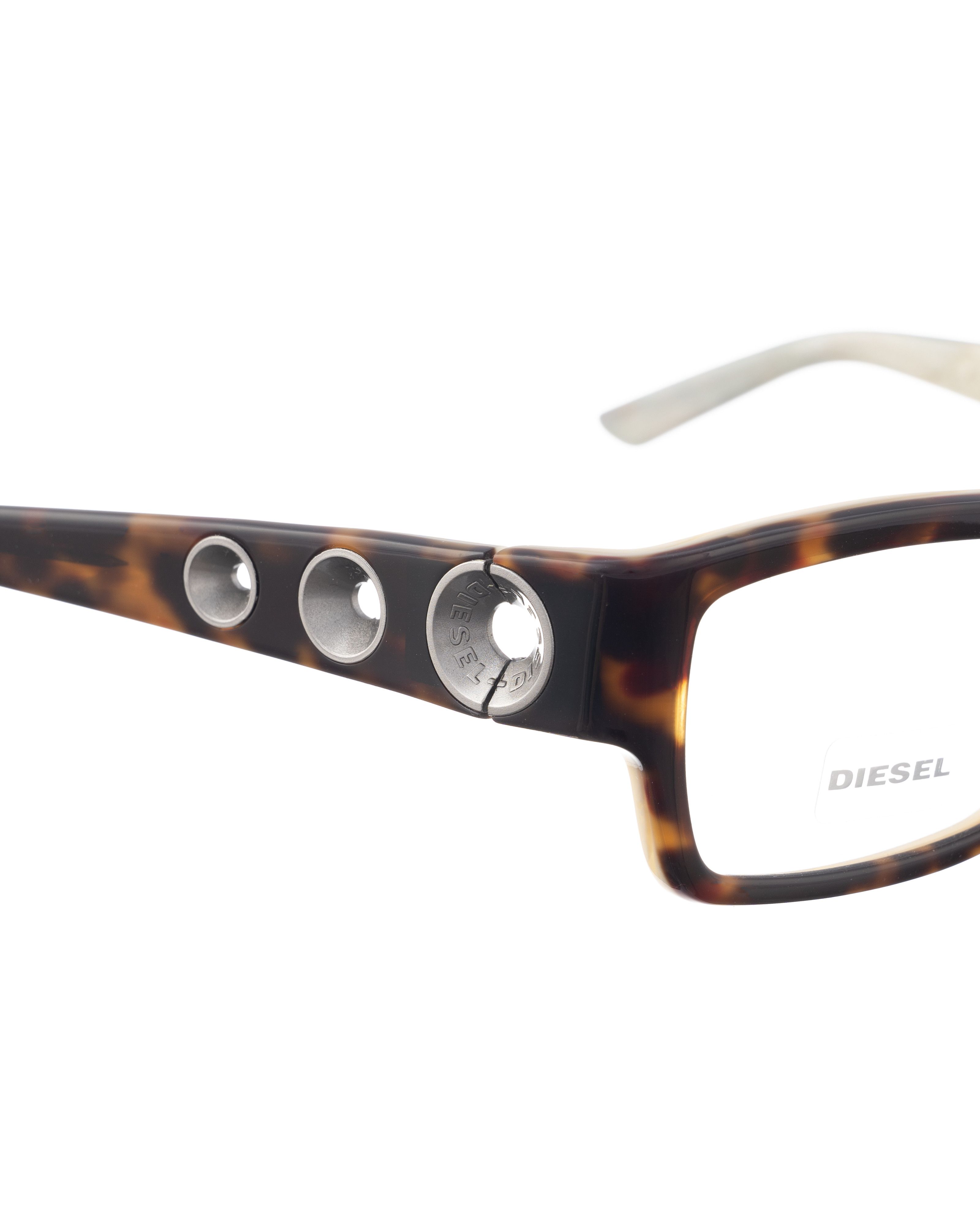Diesel Diesel '00s Brown & Beige Perforated Rectangular Glasses Size ONE SIZE - 3 Thumbnail