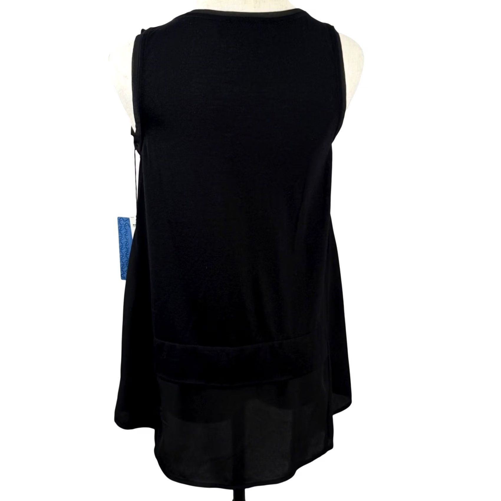 Vintage Simply Vera Vera Wang Tank Top Womens PS Black Sequin Layered High Low Glam Party NWT Size S / US 4 / IT 40 - 3 Thumbnail