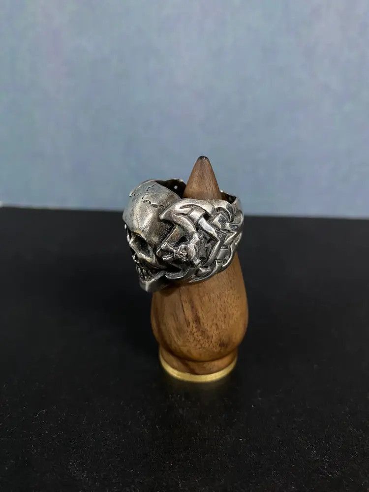 Number (N)ine Number (N)ine Number Nine woven 950 silver skull ring-2506 Size ONE SIZE - 3 Thumbnail