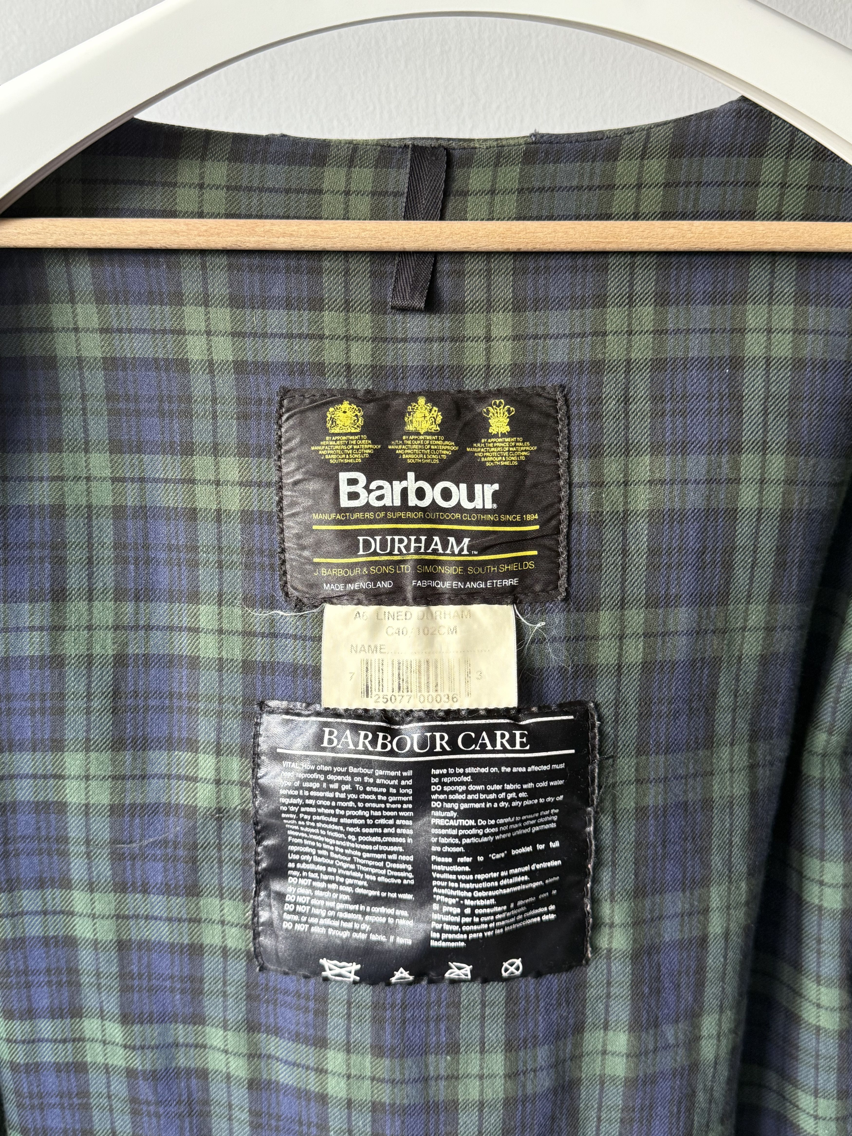 Barbour Vintage Barbour A6 Lined Durham Waxed Cotton Hooded Jacket Size US M / EU 48-50 / 2 - 25 Thumbnail