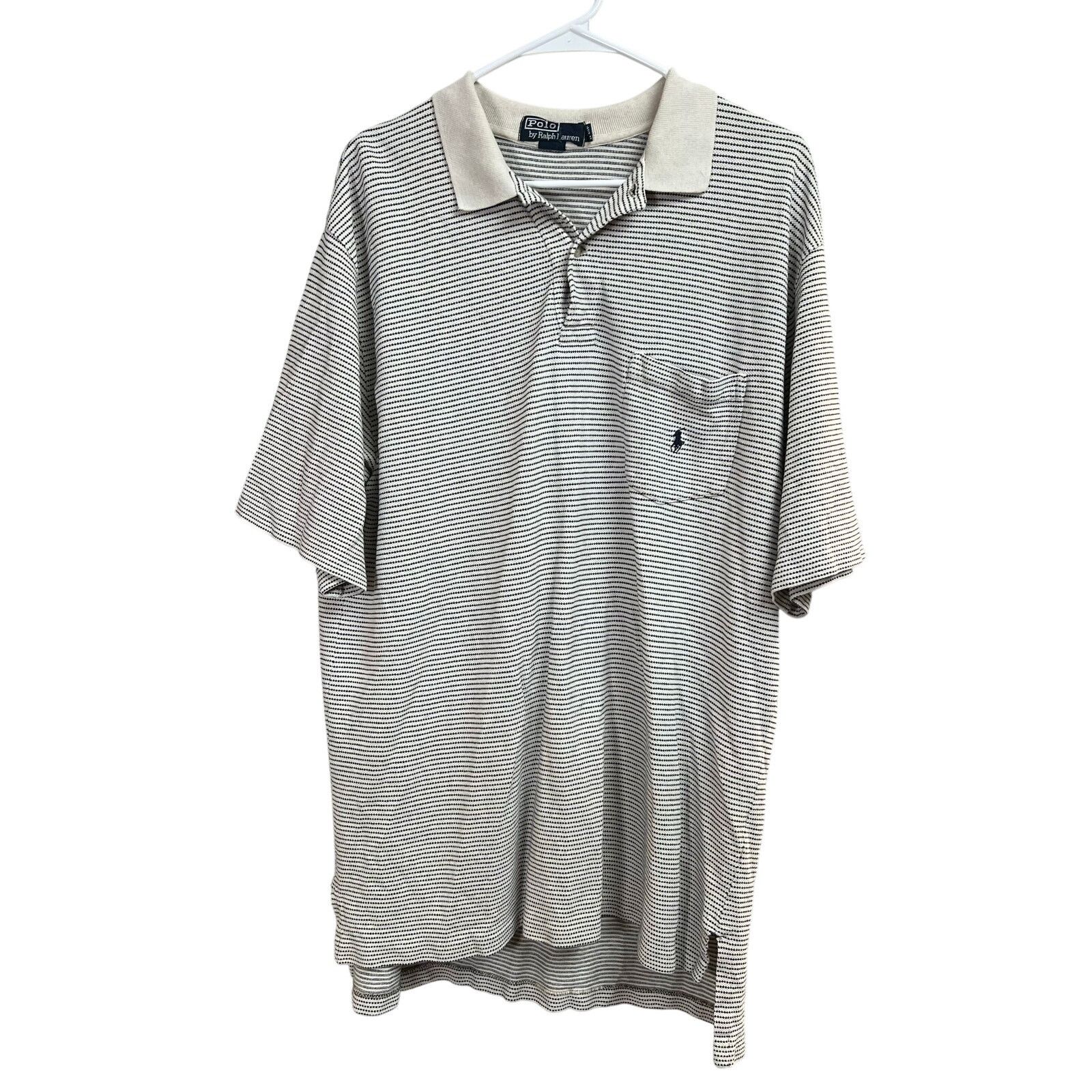 Polo Ralph Lauren Polo Ralph Lauren Vintage Striped Polo Shirt Black Cream XL Size US XL / EU 56 / 4 - 1 Thumbnail