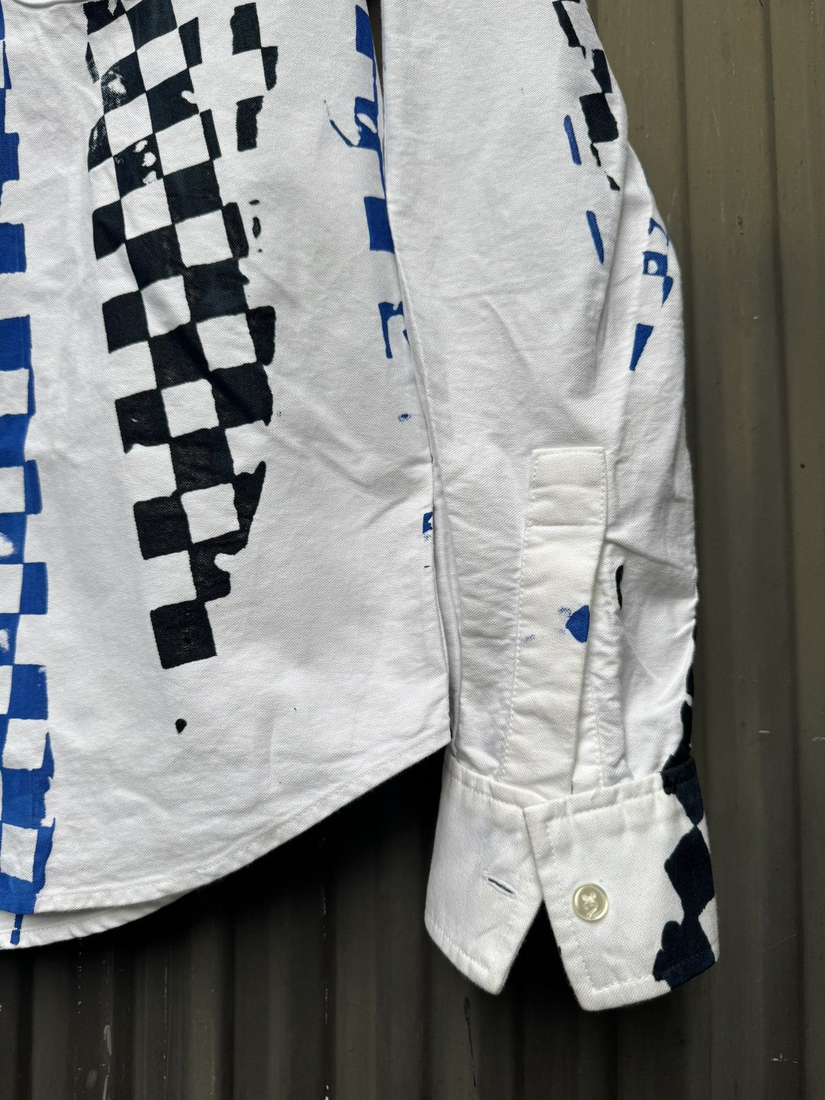 Vintage Hand Painted Check Shirt — Blue & Black Checkerboard Size US S / EU 44-46 / 1 - 5 Thumbnail