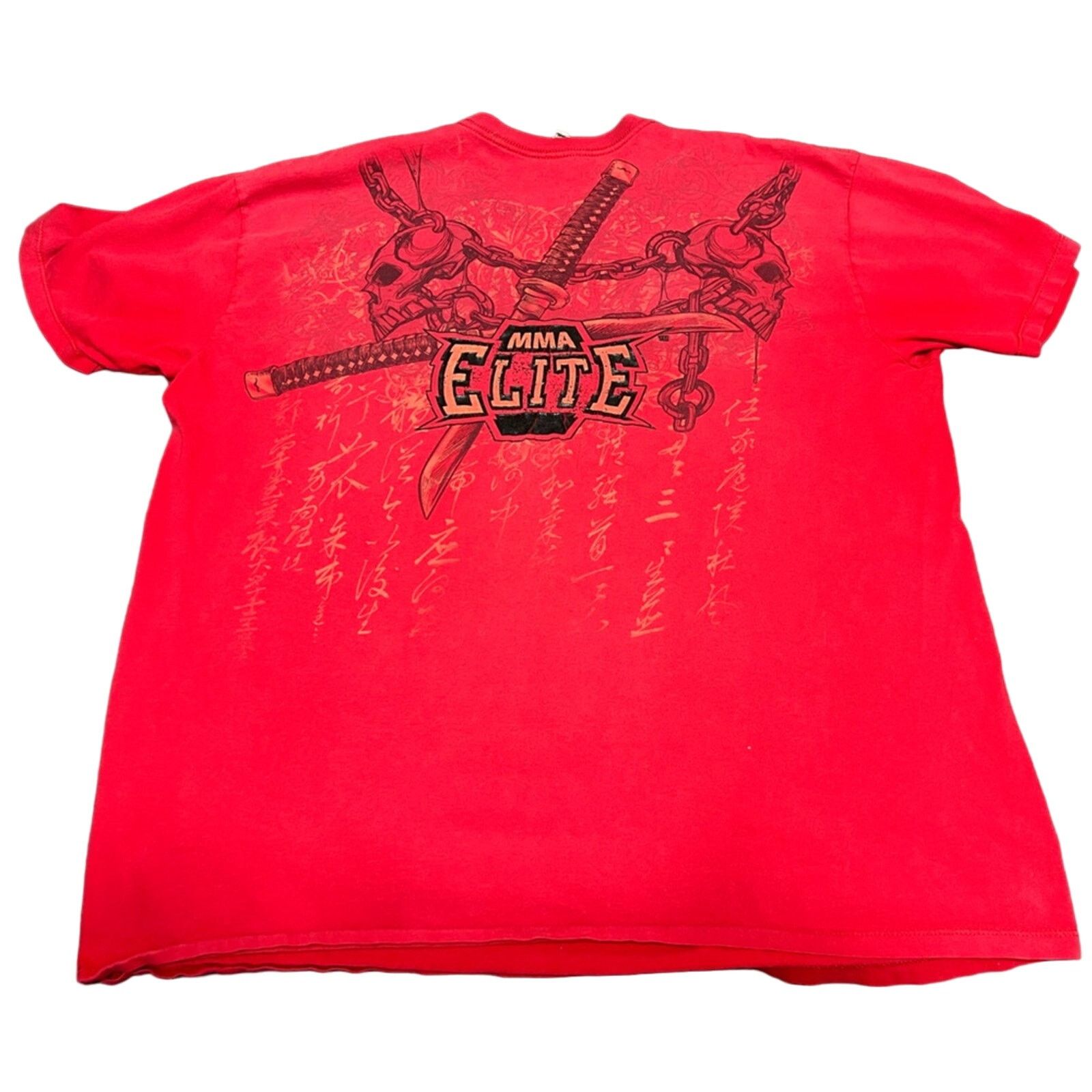 Vintage Vintage Y2K MMA Elite Samurai And Sword Skull Red Shirt RARE Size US XXL / EU 58 / 5 - 2 Thumbnail