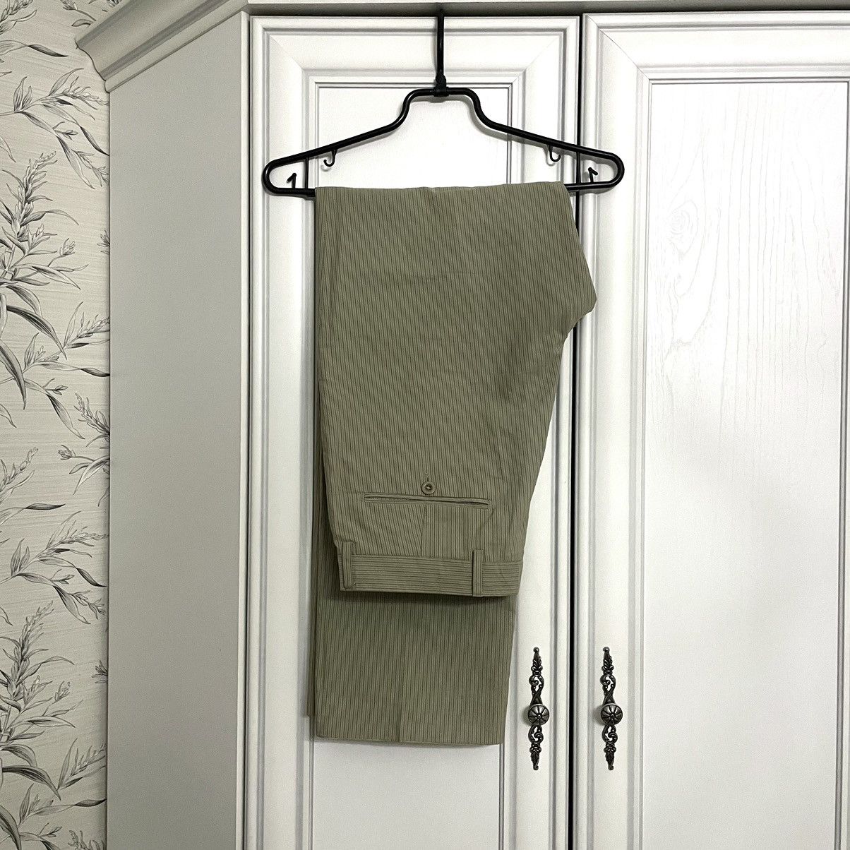 Hermes Vintage Hermes Beige Striped Cotton-Linen Casual Pants Size US 33 - 1 Thumbnail