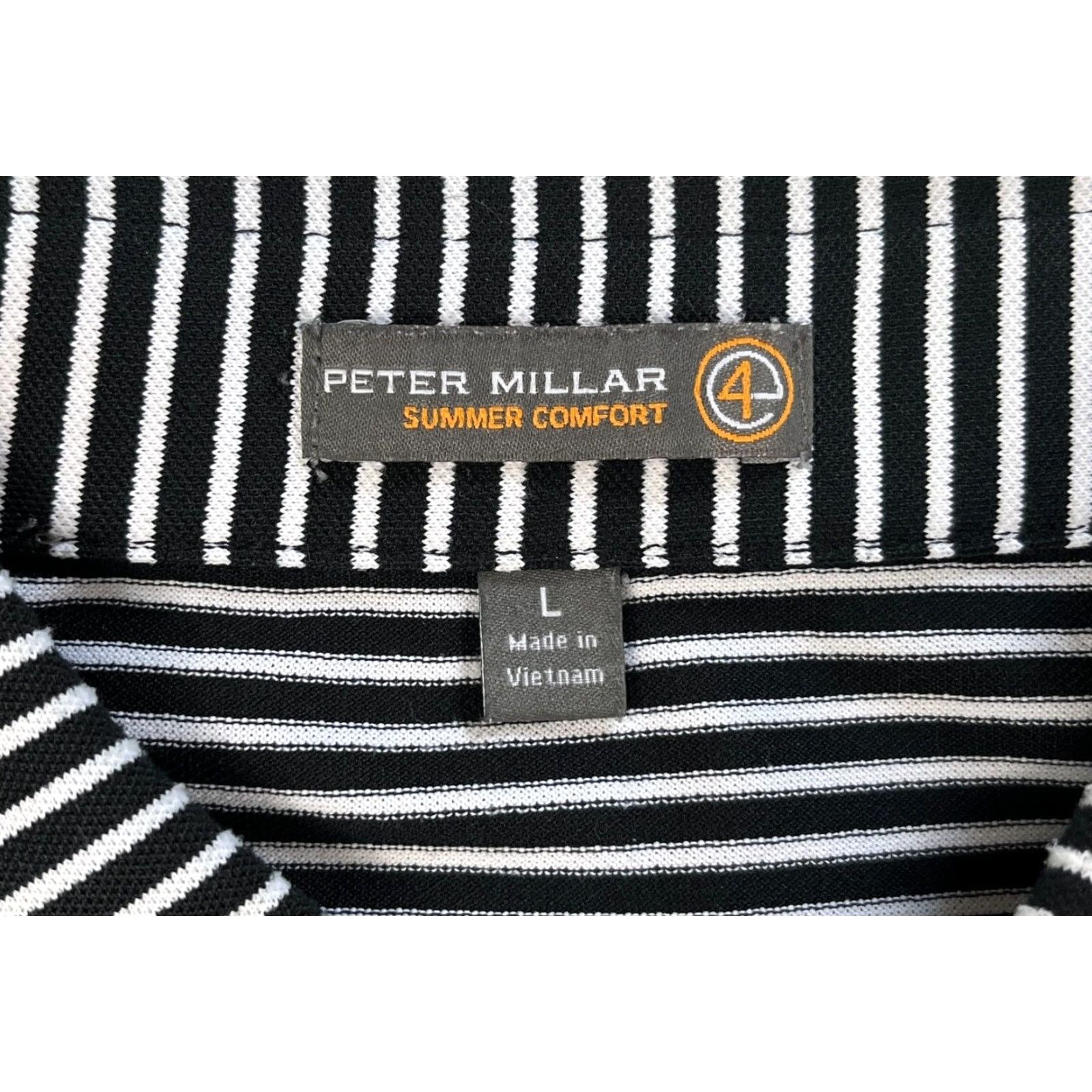Peter Millar VINTAGE Peter Millar Summer Comfort Polo Shirt Mens Striped Shirt L Black White Polo Size US L / EU 52-54 / 3 - 4 Thumbnail
