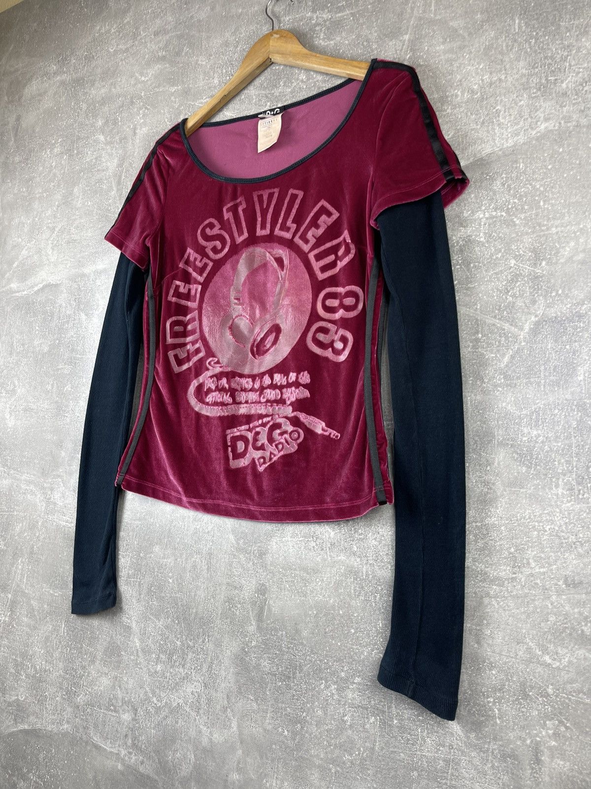 Dolce & Gabbana × Vintage Vintage Dolce&Gabbana Y2K Freestyler 83 Velour Layered Top Size XL / US 12-14 / IT 48-50 - 2 Thumbnail