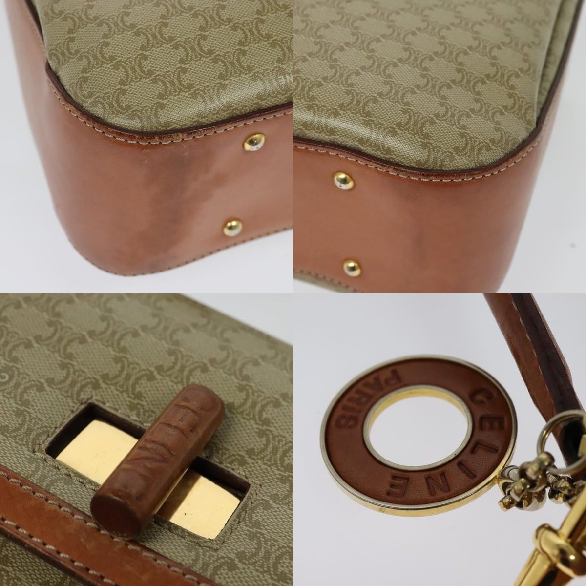 Celine CELINE Macadam Canvas Hand Bag Pvc Beige Gold Size ONE SIZE - 11 Thumbnail