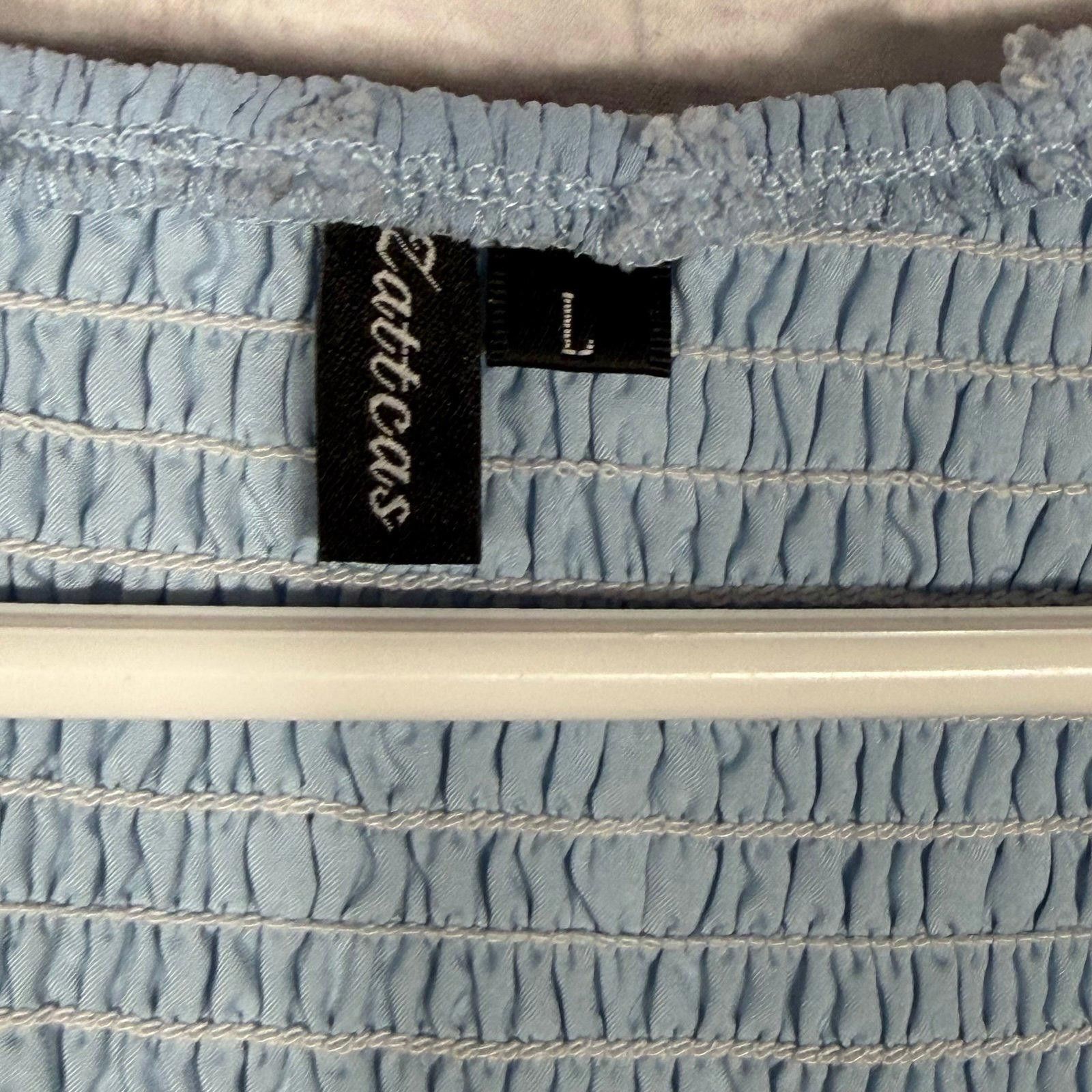 Other Zattcas Large Light Blue Textured Dress with Ruffle Hem Size L / US 10 / IT 46 - 6 Thumbnail