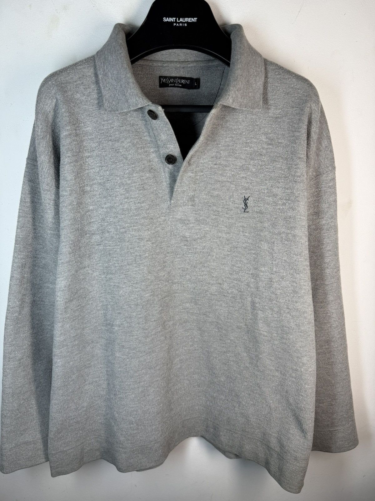 Yves Saint Laurent 90’s YSL Sweatshirt 1/4 Button YSL Sweater Size US L / EU 52-54 / 3 - 1 Thumbnail