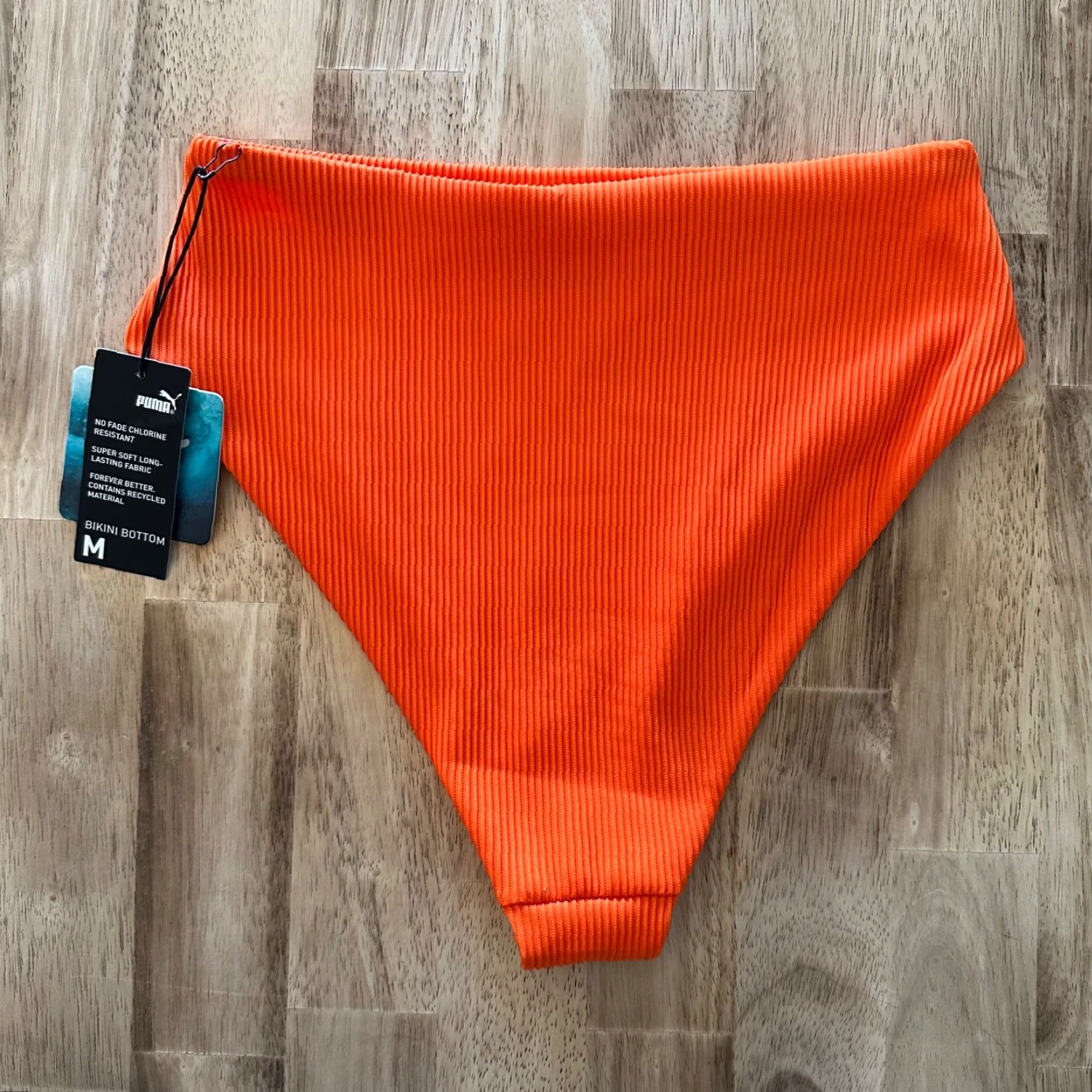 Puma PUMA Bikini Bottoms Womens Size M Orange High-Waisted Swim Bottoms Size 32" / US 10 / IT 46 - 4 Thumbnail