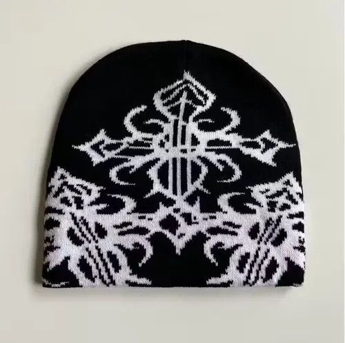 Designer × Japanese Brand Y2K 2000s grunge gothic punk cross cozy black white beanie Size ONE SIZE - 1 Thumbnail