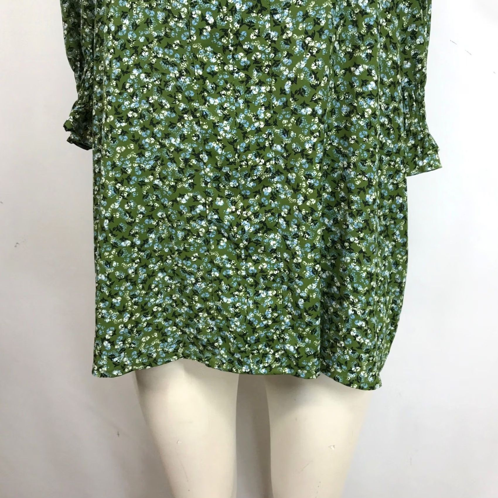 Jones New York Jones New York Plus Size 1X Green Floral Print V-Neck 3/4 Sleeve Dress Shirt Dress Womens Size XL / US 12-14 / IT 48-50 - 3 Thumbnail