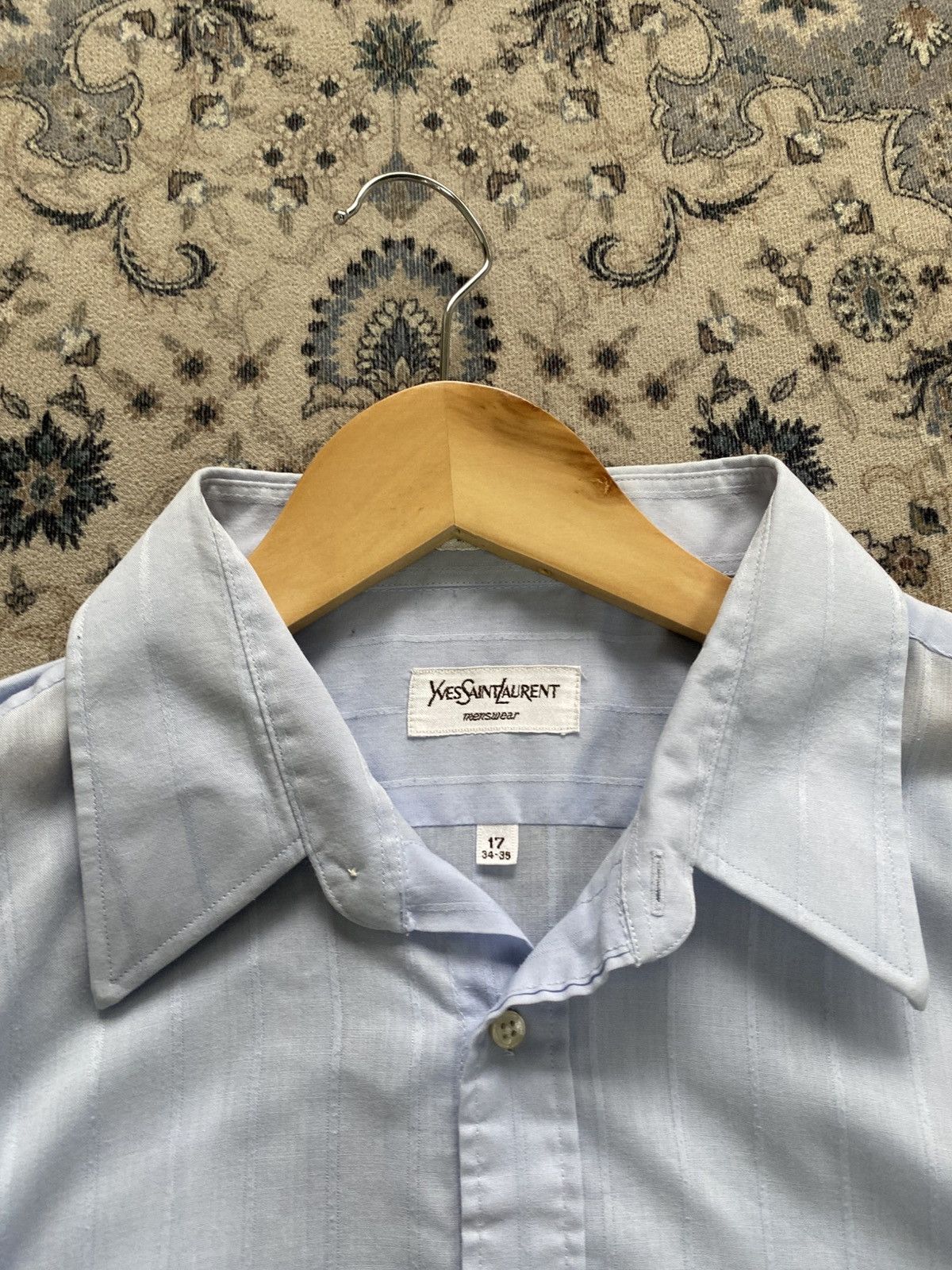 Yves Saint Laurent VINTAGE 80s YSL BLUE LS SHIRT DESIGNER ITALY Size US L / EU 52-54 / 3 - 4 Thumbnail