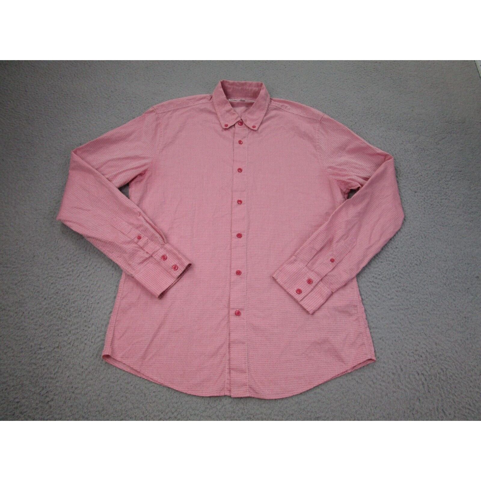image of Vintage Mr. Turk Shirt Mens L Pink Button Large Slimming Cotton Portugal in White