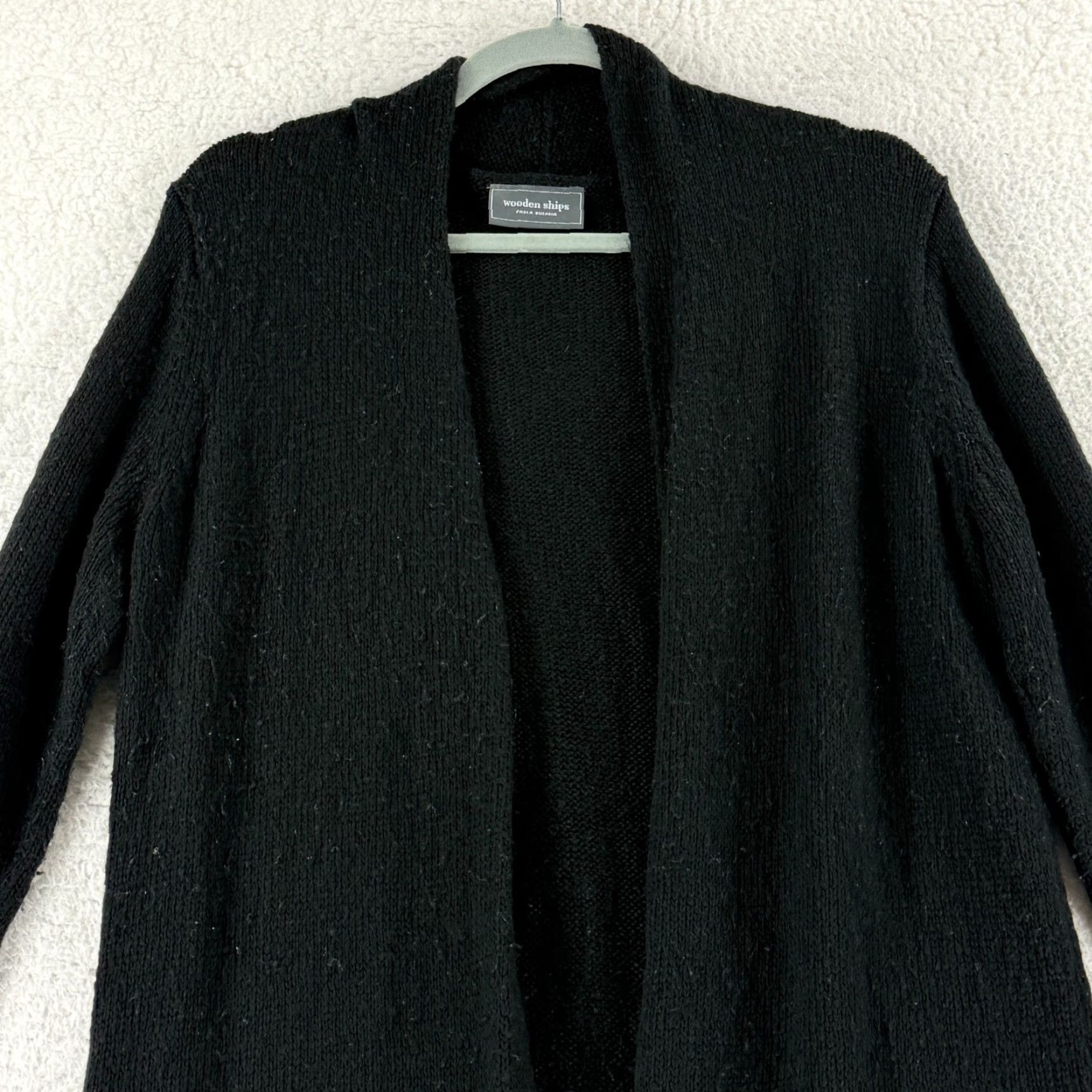 Vintage Wooden Ships Cardigan Sweater Women Small Black Long Sleeve Knit Wool Mohair Size S / US 4 / IT 40 - 2 Thumbnail