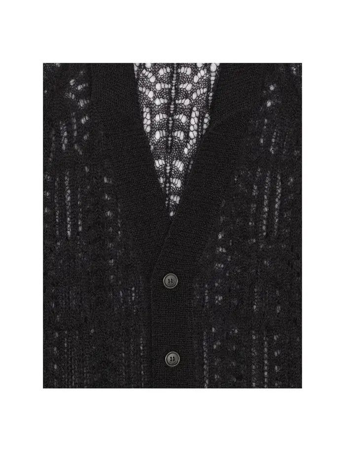 Saint Laurent Paris o1la1rc1a1225 708861 Semi-Sheer Cardigan Lace Mohair Black Size US L / EU 52-54 / 3 - 3 Thumbnail