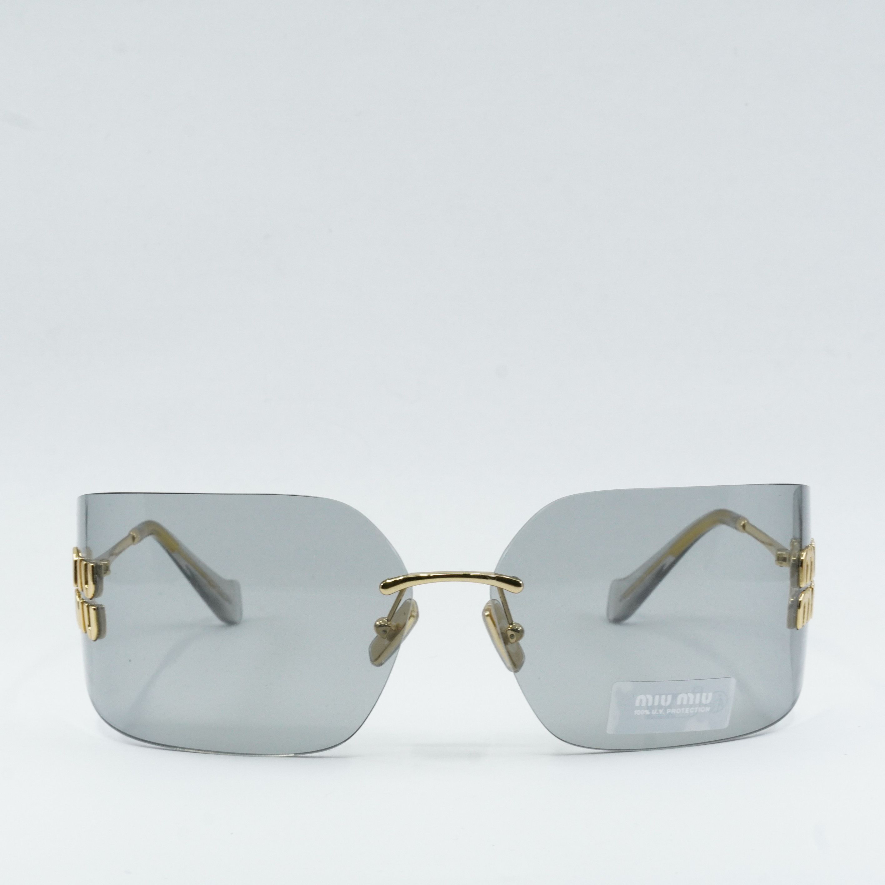 Miu Miu Miu Miu MU54YS 5AK30B Sunglasses Gold Geometric Frame Size ONE SIZE - 7 Thumbnail