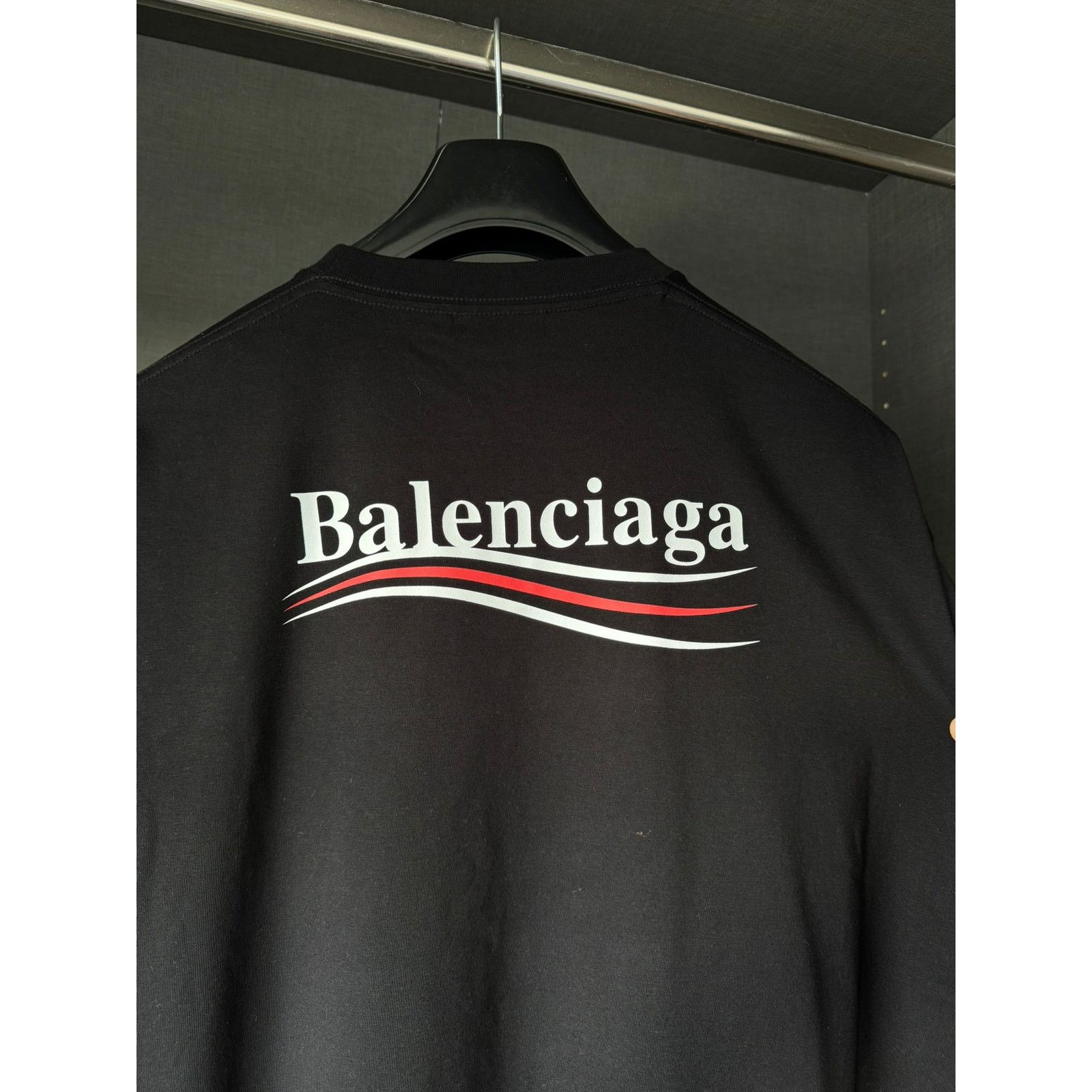 Balenciaga o1alis0126 Men's Political Campaign Large Fit T-Shirt Black Size US M / EU 48-50 / 2 - 7 Thumbnail