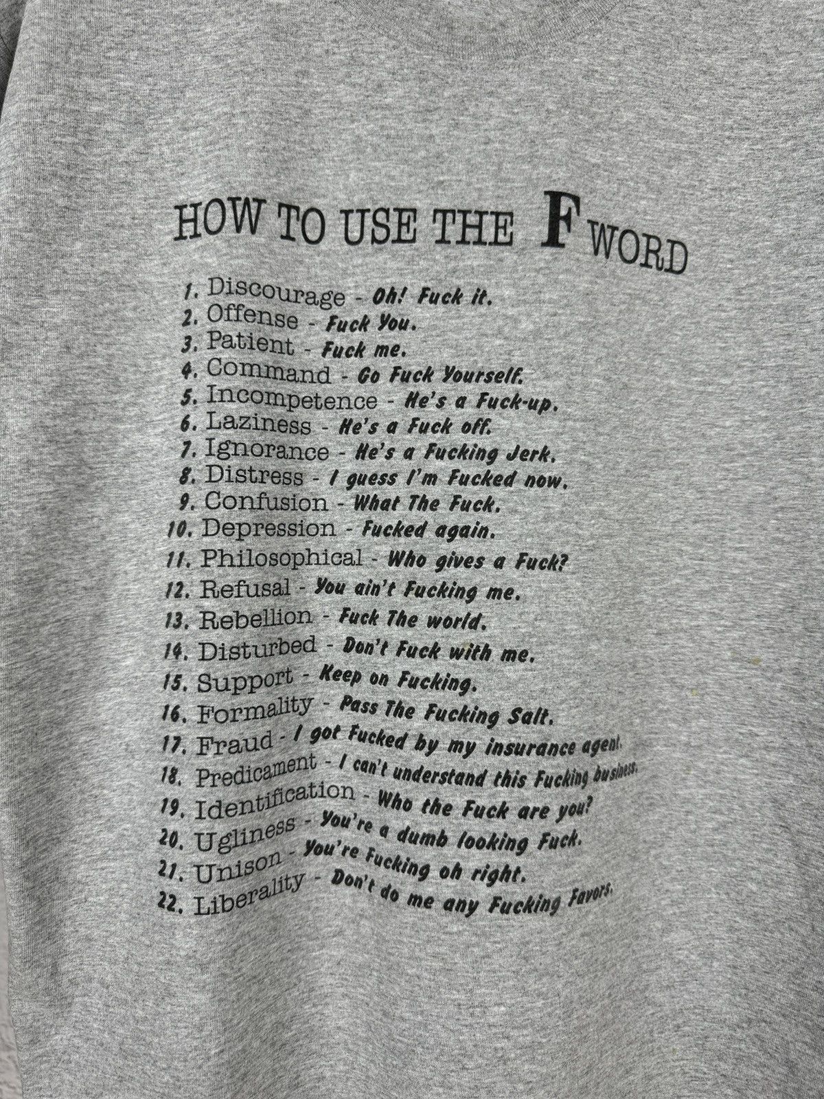 Vintage FotL VINTAGE Y2K 90s HOW TO USE THE F WORD TEE SHIRT GREY Size US L / EU 52-54 / 3 - 7 Thumbnail