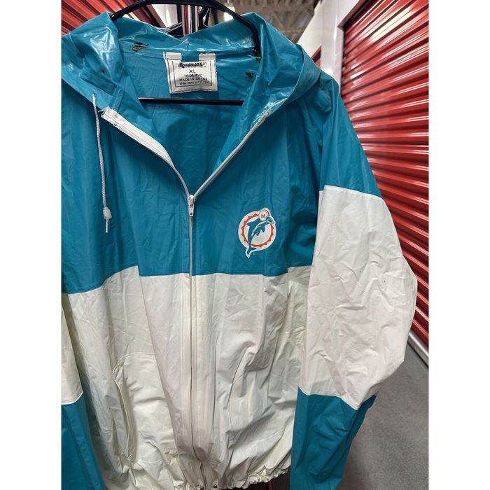 Streetwear 80s Rainmate Rain Wear Miami Dolphins NFL PVC Jacket