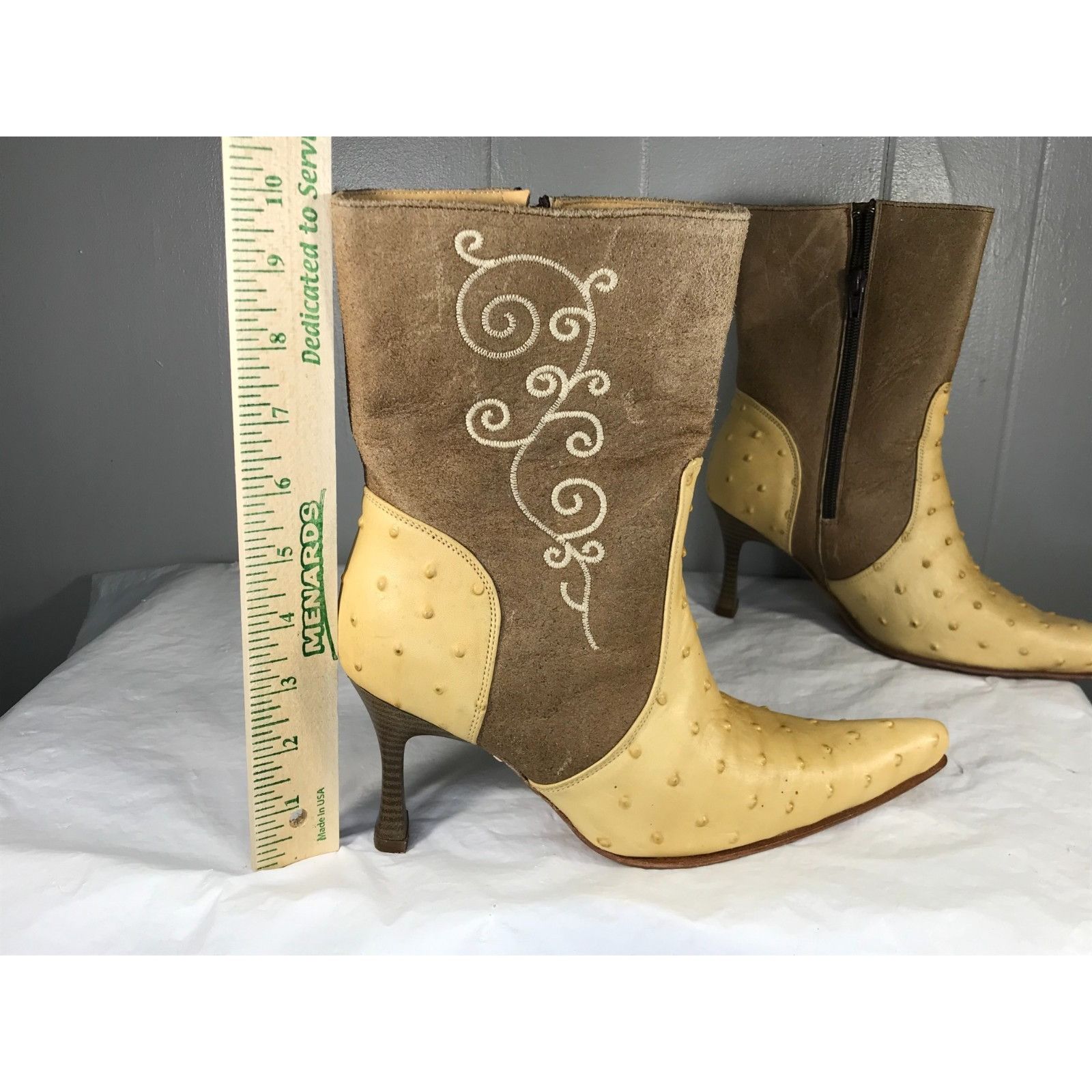 Other VTG El Canelo Floral Embroidered Ostrich Womens High Heel We Size US 6.5 / IT 36.5 - 8 Thumbnail