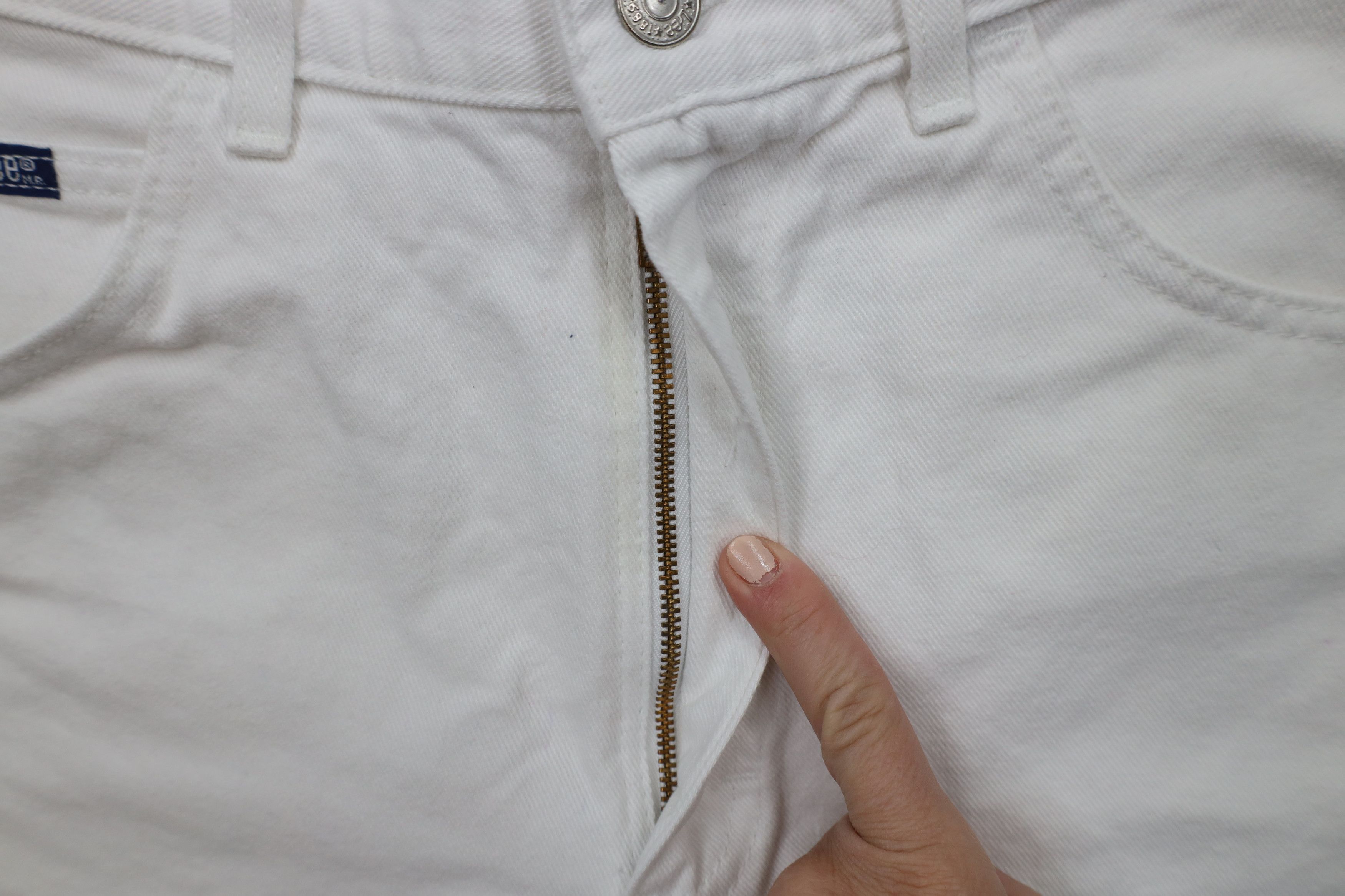 Lee × Vintage Vtg 90s Lee Above Knee Denim Jean Shorts Jorts White USA Size 27" / US 4 / IT 40 - 8 Thumbnail