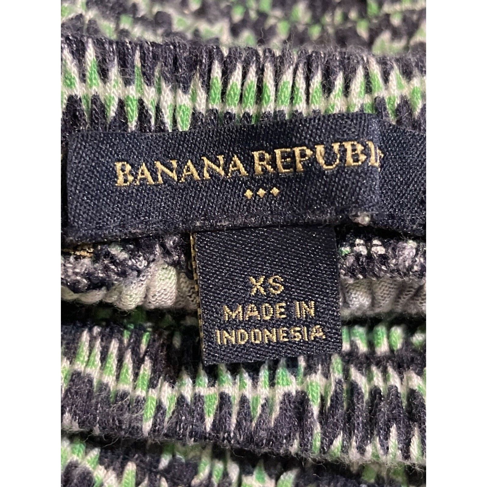 Banana Republic Banana Republic Dress XS Midi Strapless Navy Blue & Green Size XS / US 0-2 / IT 36-38 - 7 Thumbnail