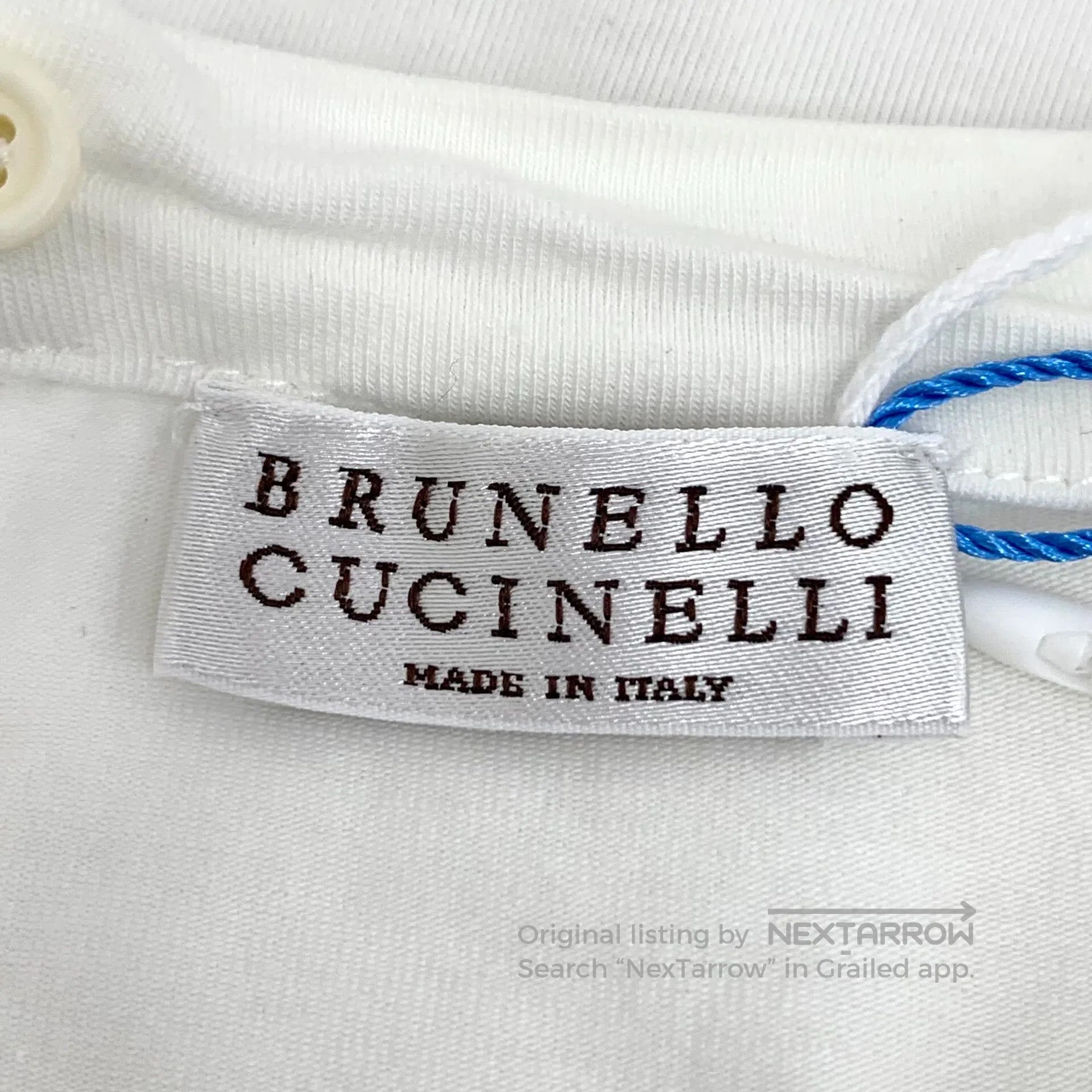 Brunello Cucinelli Brunello Cucinelli White striped bead round neck cotton sh Size US XS / EU 42 / 0 - 5 Thumbnail