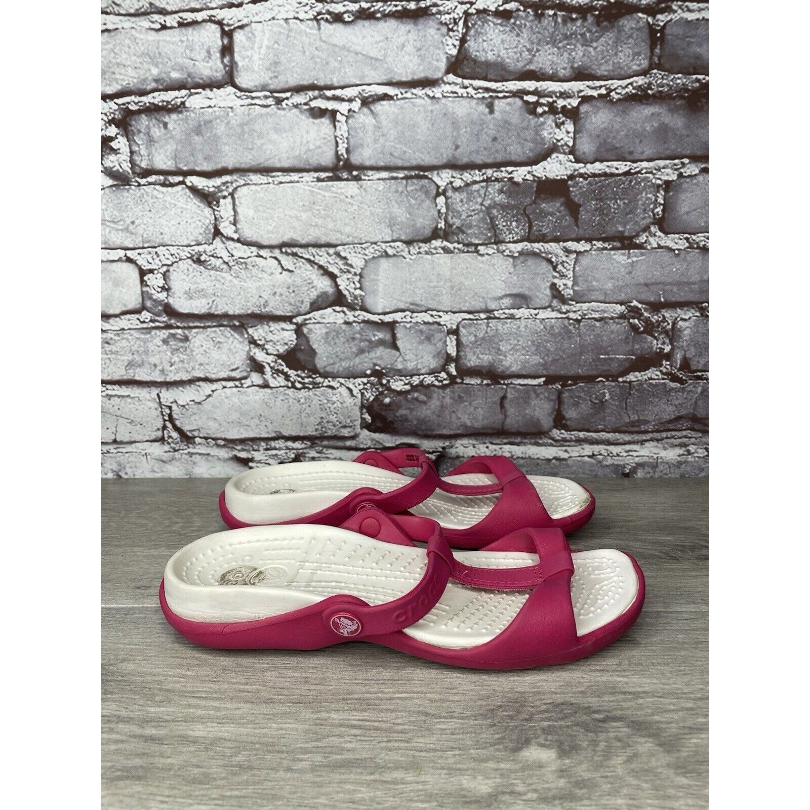 Crocs Crocs Pink Rubber Slides Lightweight Wedge Comfort Sandals W Size US 7 / IT 37 - 17 Thumbnail