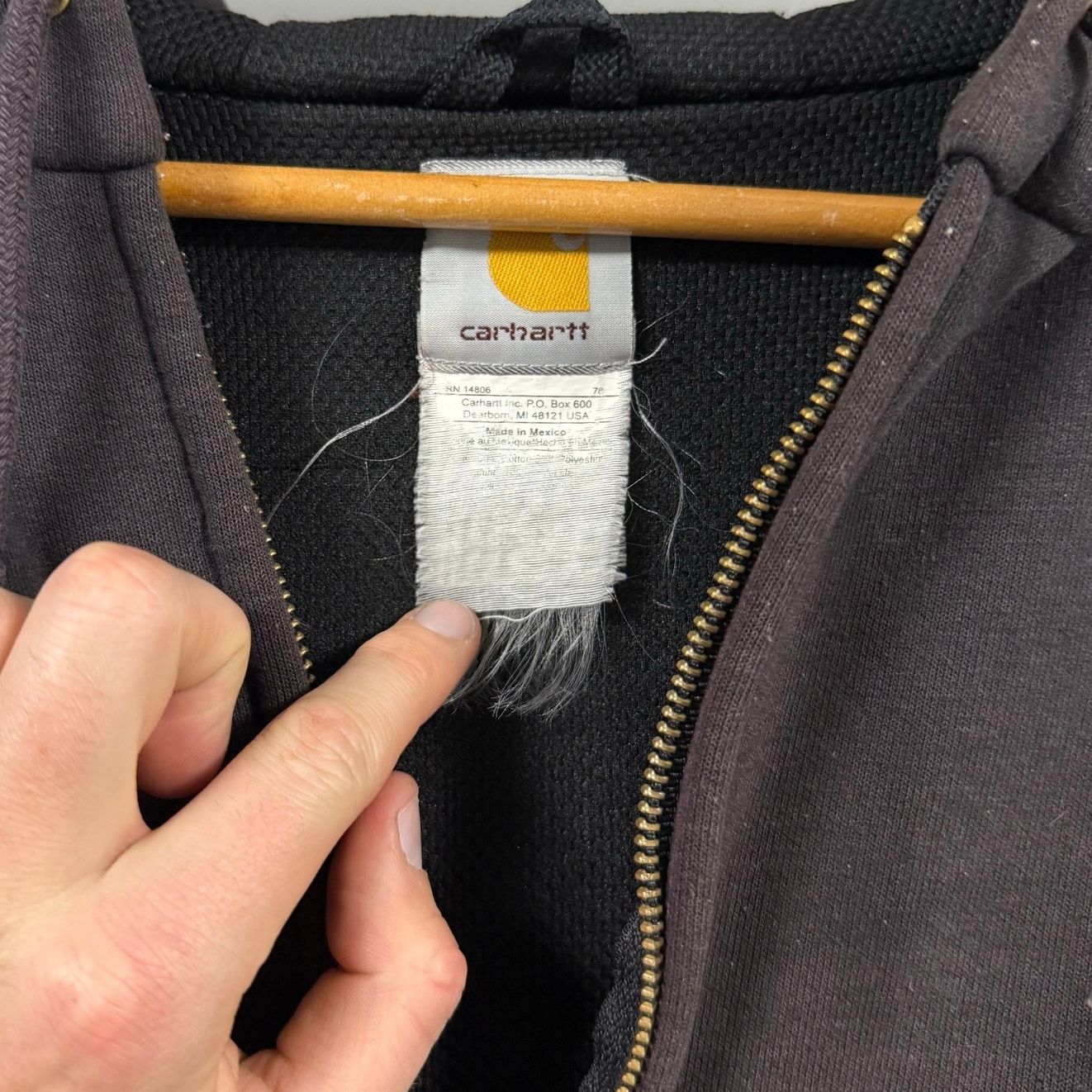 Carhartt Vintage Carhartt Faded Black Thermal Lined Zip Up Hoodie Size US XXL / EU 58 / 5 - 4 Thumbnail