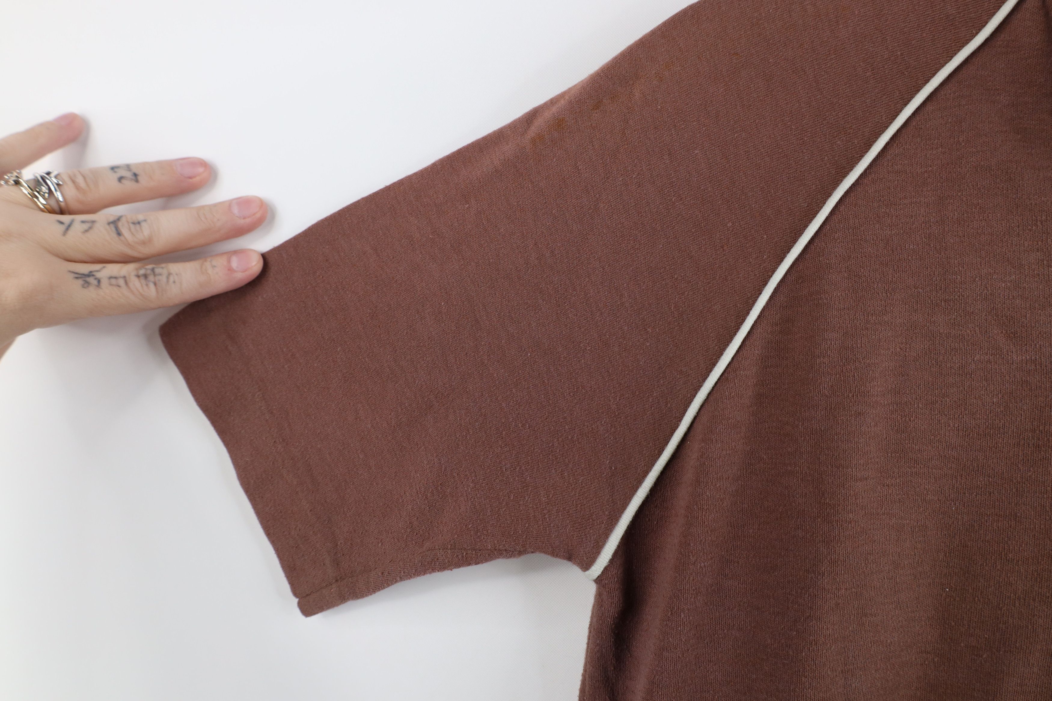 Vintage Vintage 70s Streetwear Distressed Blank Henley T-Shirt Brown Size L / US 10 / IT 46 - 5 Thumbnail
