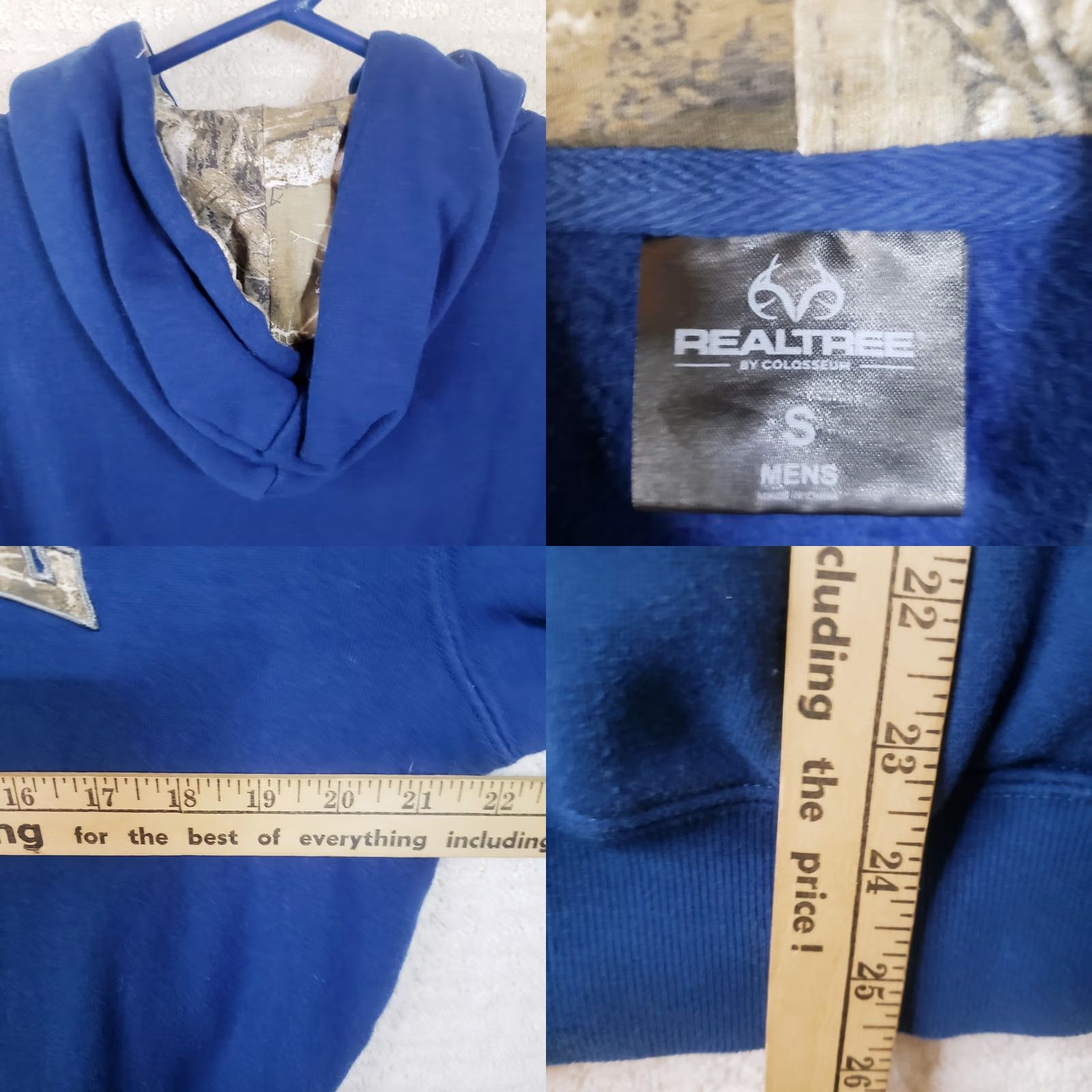 Realtree Realtree Hoodie Mens S Blue Camo Deer Antler Logo Hunting Outdoors Sweatshirt with Hooded Pockets Graphic Print Pullove r Size US S / EU 44-46 / 1 - 8 Thumbnail