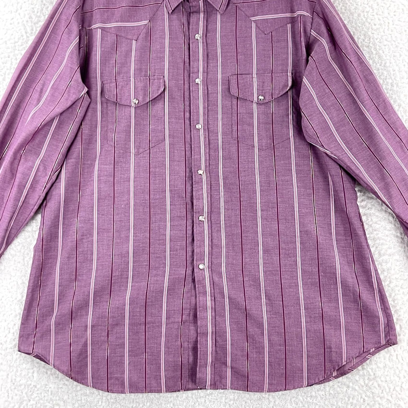 Vintage Prior Purple Stripe Pearl Snap Button Shirt Mens Long Sleeve Made in USA Size XL Size US XL / EU 56 / 4 - 5 Thumbnail