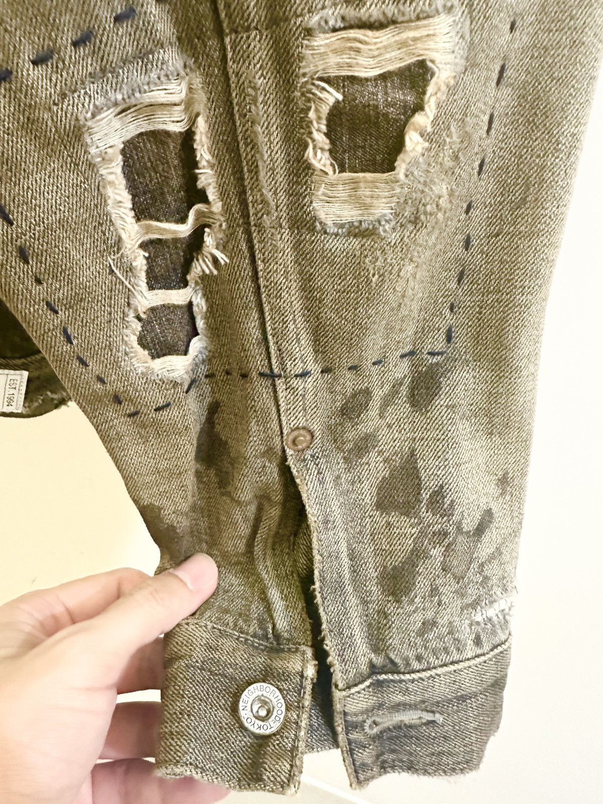 Neighborhood Neighborhood 25SS Destroyed Denim Jacket - Size XL Size US XL / EU 56 / 4 - 6 Thumbnail