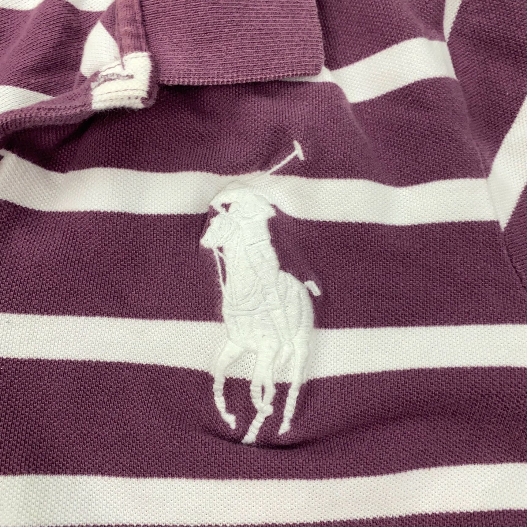 Ralph Lauren VINTAGE Ralph Lauren Polo Shirt Womens XL Striped Big Pony Casual Golf Preppy Cotton Purple Size XL / US 12-14 / IT 48-50 - 2 Thumbnail