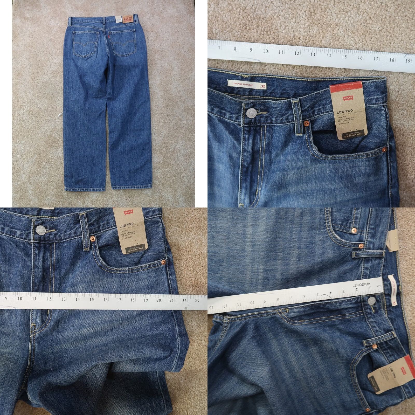 Levi's Levi's Low Pro Straight Jeans Women's 32 Blue Distressed Denim NEW Size 24" / US 00 / IT 34 - 9 Thumbnail