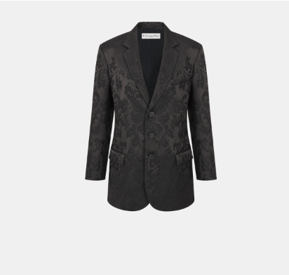 image of Dior O1W1Db10124 Cotton And Silk Jacquard Jacket In Black, Women's (Size XS)