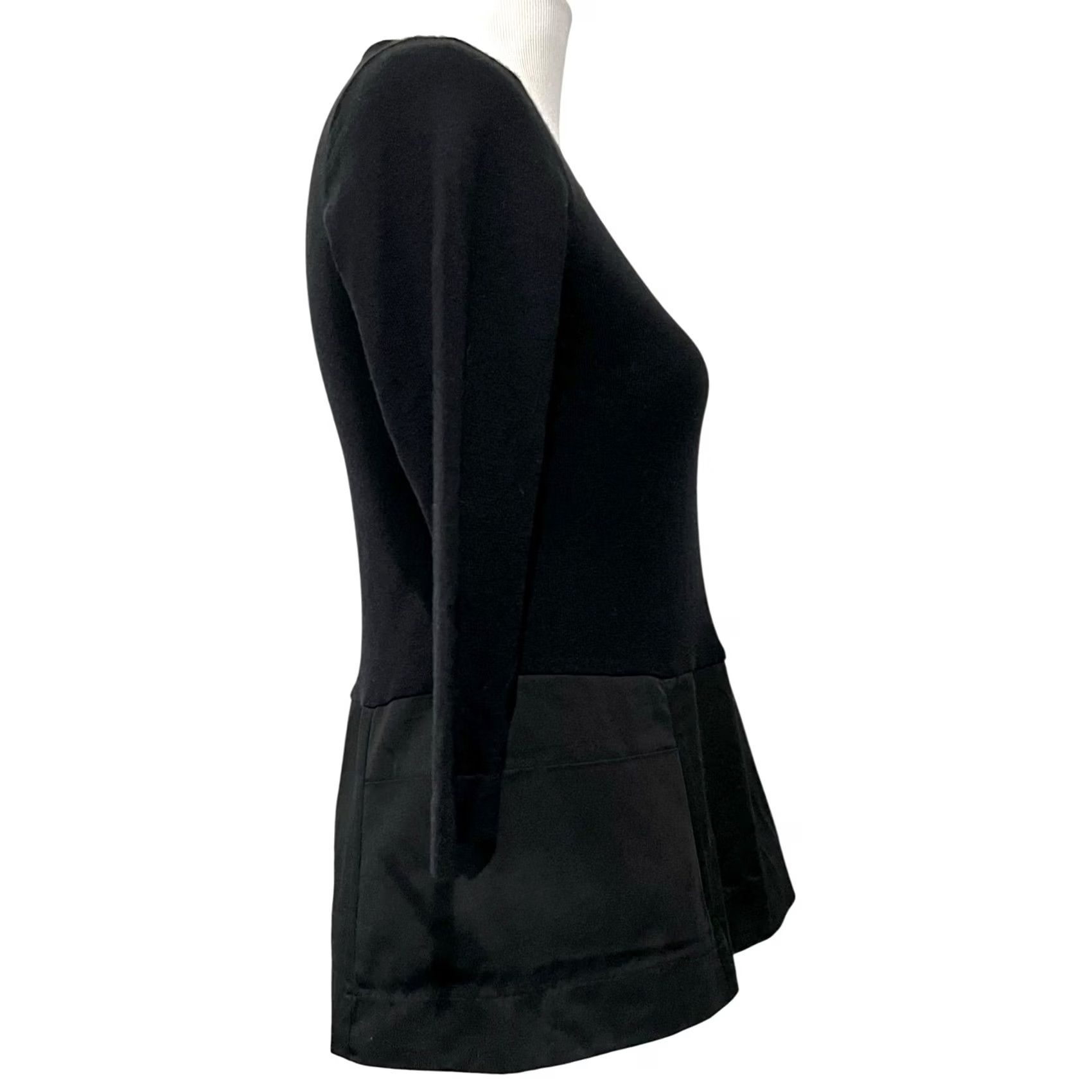 Anthropologie VINTAGE Moth Tunic Sweater Black 3/4 Sleeve Sz S Women Knit Pullover Minimalist Peplum Casual Fall Winter Spring Women Size S / US 4 / IT 40 - 7 Thumbnail
