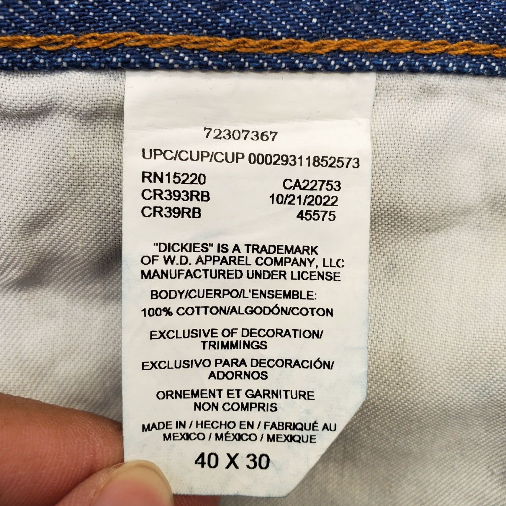 Dickies Dickies Jeans Mens Blue Denim Relaxed Fit Wide-Leg 40 Mens Size 40 Blue Denim Dickies CR39RB Vintage? N/A Size US 40 / EU 56 - 7 Thumbnail