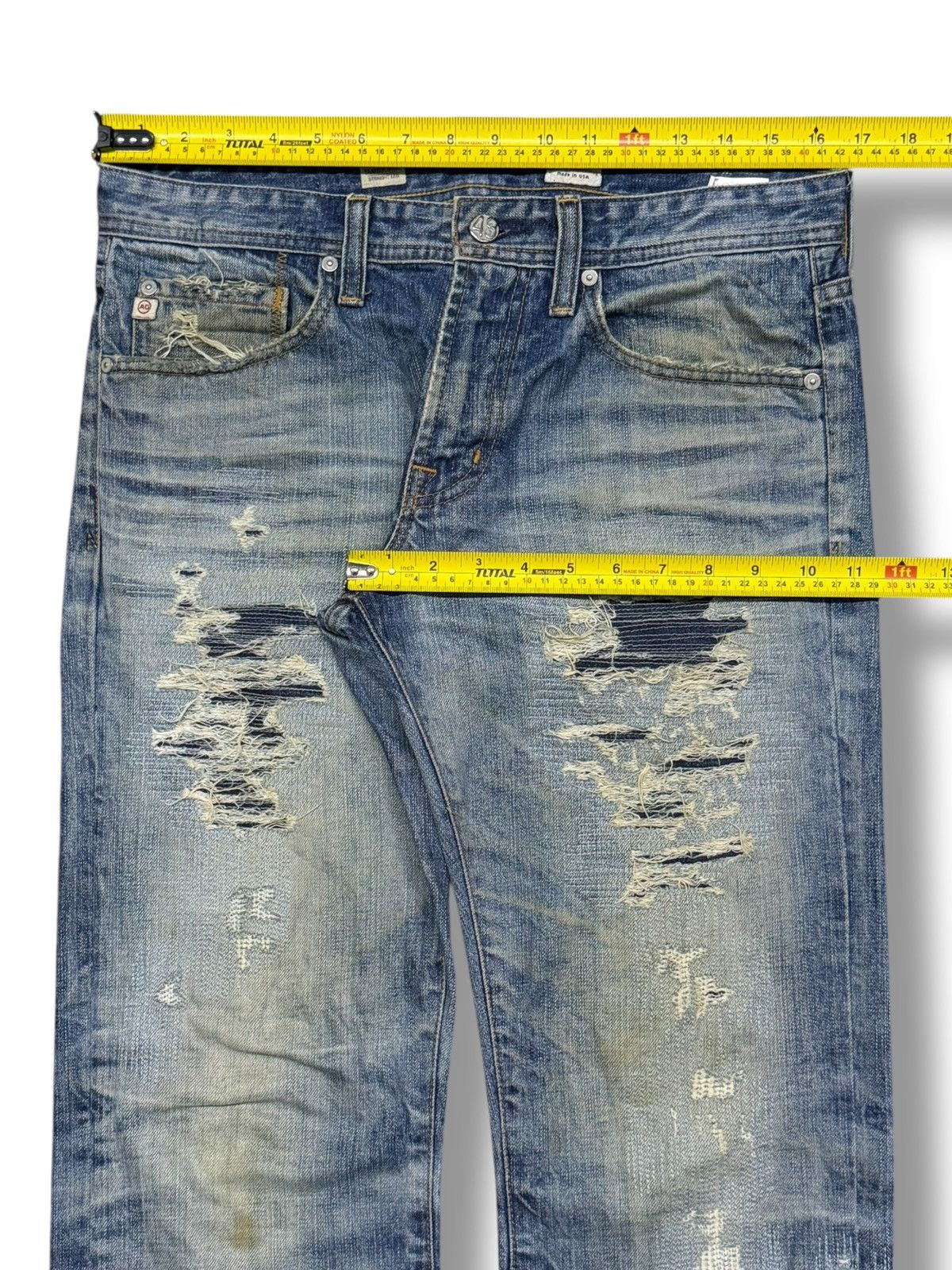 AG Adriano Goldschmied Vintage AG Adriano Goldschmied Destroyed Vintage Wash Denim Size US 33 - 15 Thumbnail
