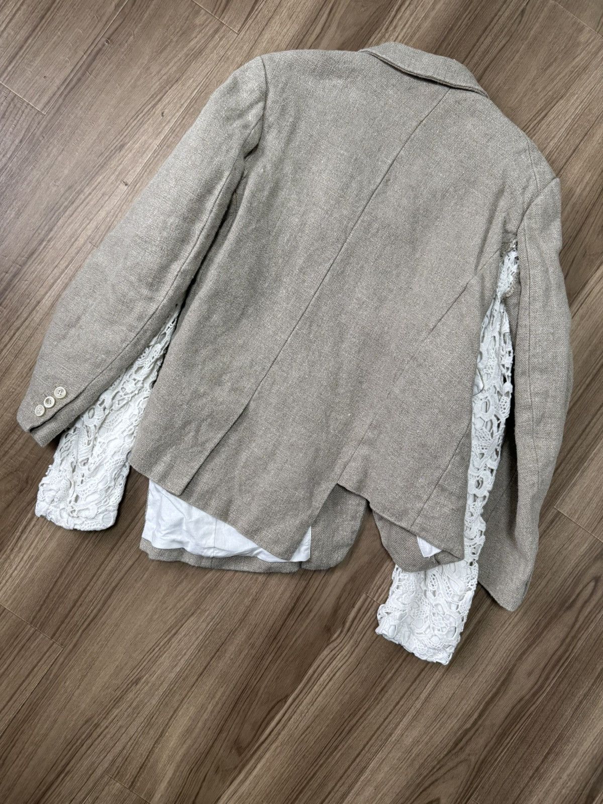 Comme des Garcons Comme des Garçons SS26 Deconstructed Lace Panel Linen Blazer Size US S / EU 44-46 / 1 - 10 Thumbnail