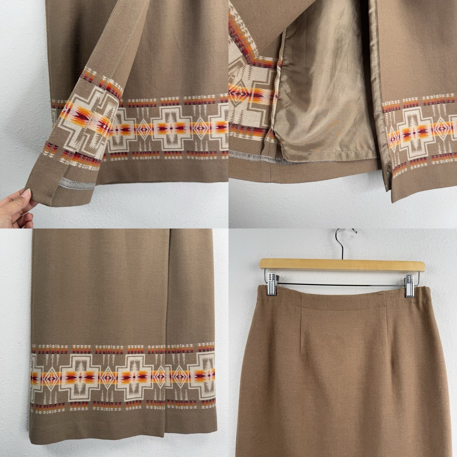 Pendleton VINTAGE Pendleton Womens Set Skirt & Vest Wool Petites 10P Brown Geometric Southwestern Tribal Button Lined Fall Winter Mens Womens? Size 32" / US 10 / IT 46 - 10 Thumbnail