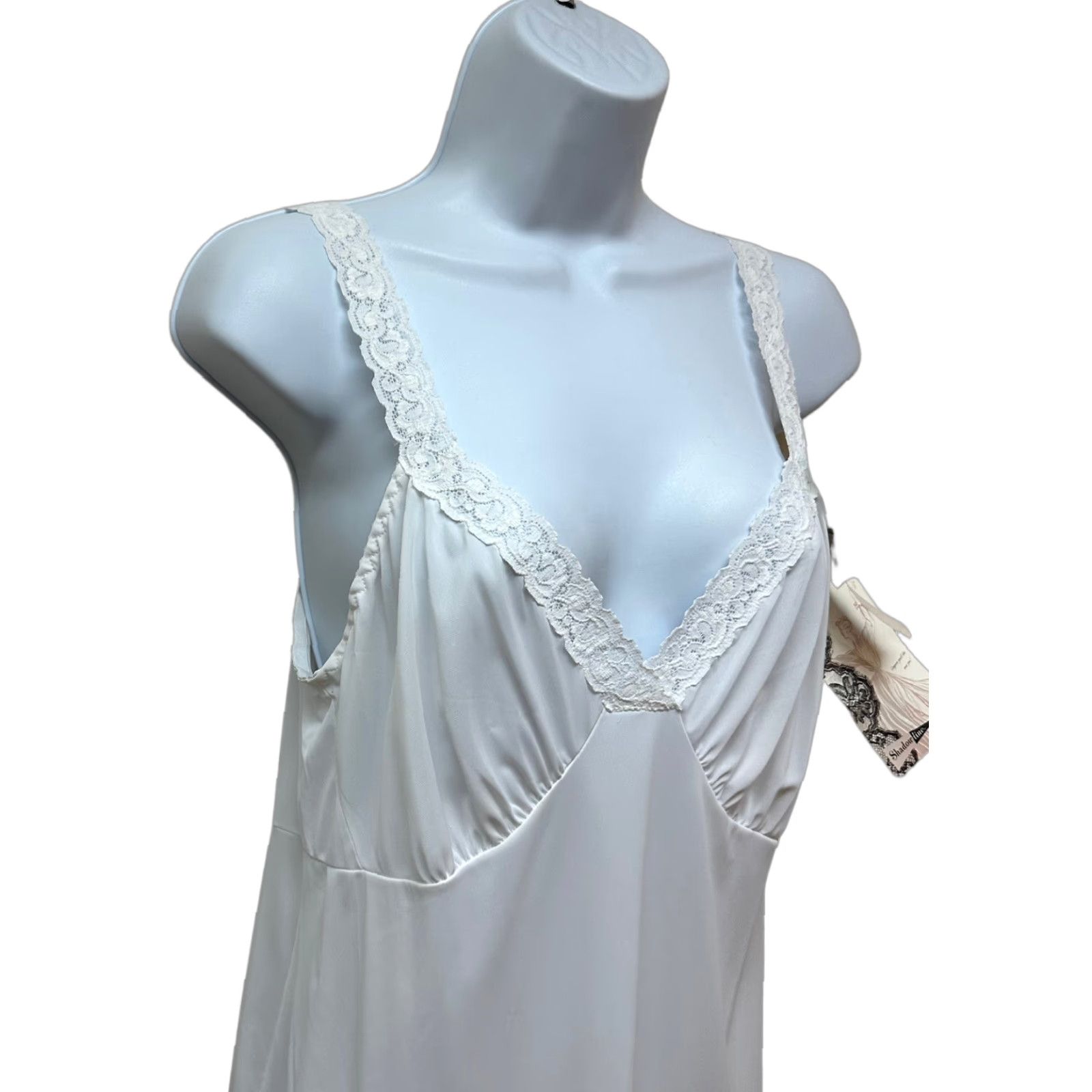 Vintage VINTAGE Shadowline White Slip Lingerie Satin Nylon Lace Size 38 24" NEW Shadowline Womens - Nightwear Slip Size ONE SIZE - 1 Thumbnail