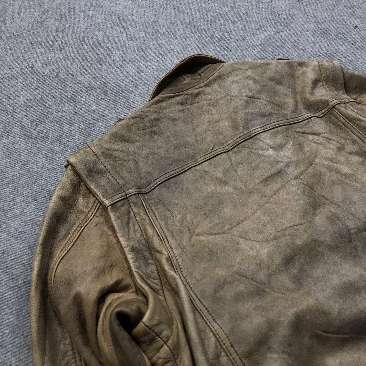 Other LEATHER JACKET DOUBLE COLLAR BROWN FADED BIKER JACKET Size US M / EU 48-50 / 2 - 9 Thumbnail