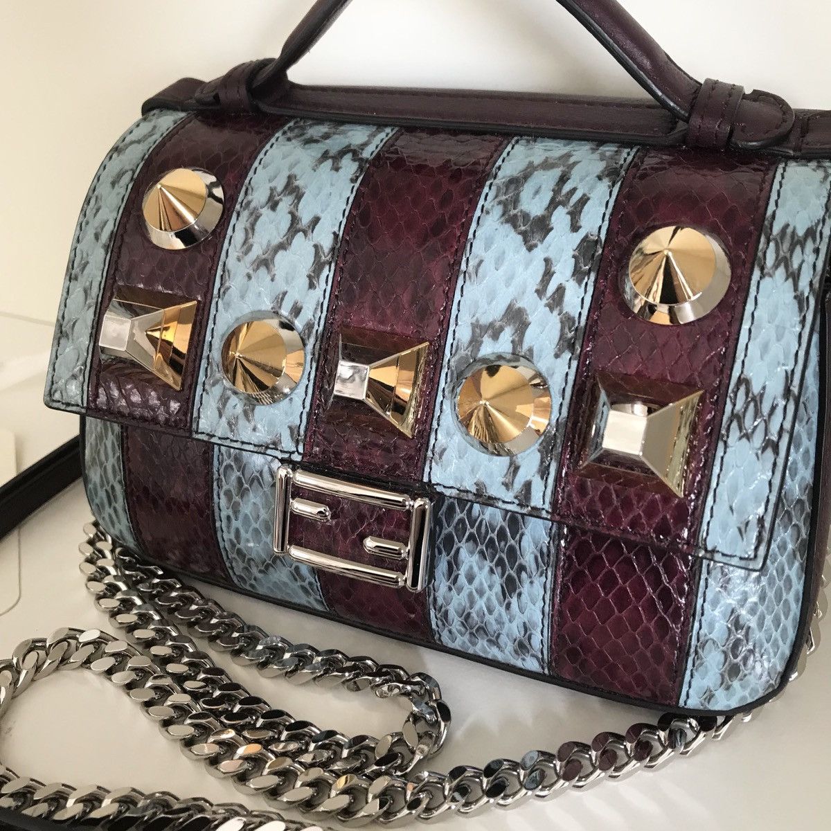 Fendi Fendi Python burgundy double baguette crossbody Size ONE SIZE - 11 Thumbnail